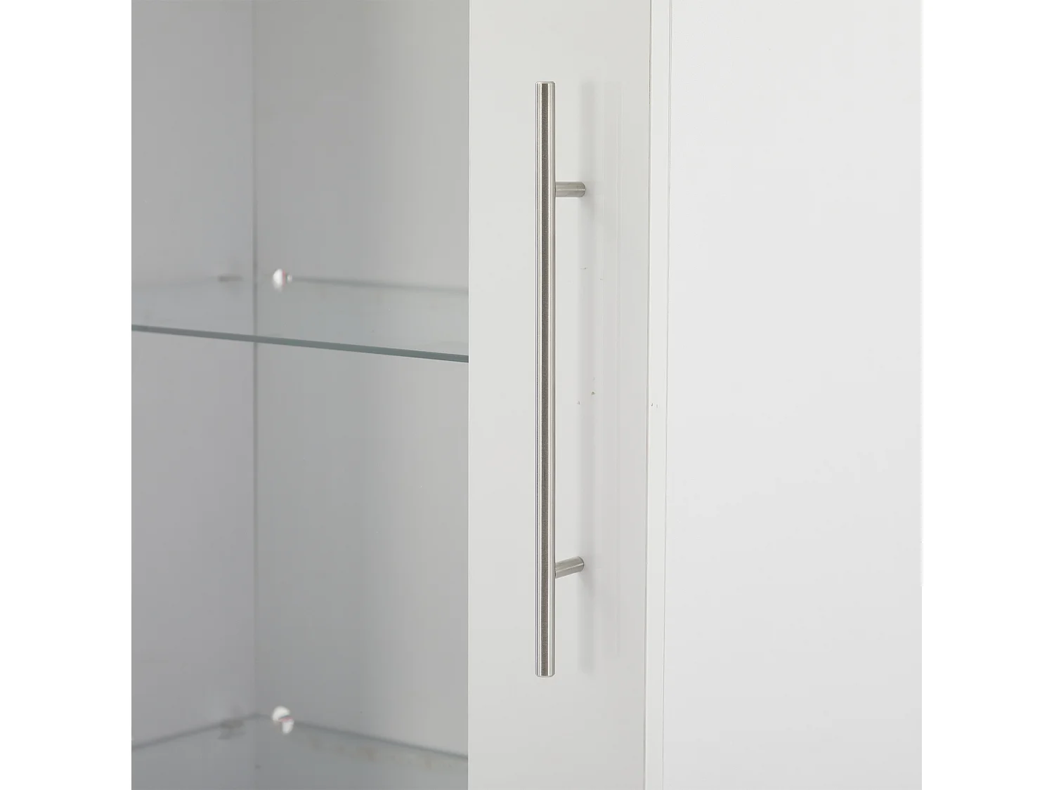 Vitrine 60x35x180 cm avec lumières LED 1 porte et 3 tiroirs de rangement - verre décoratif en MDF - blanc