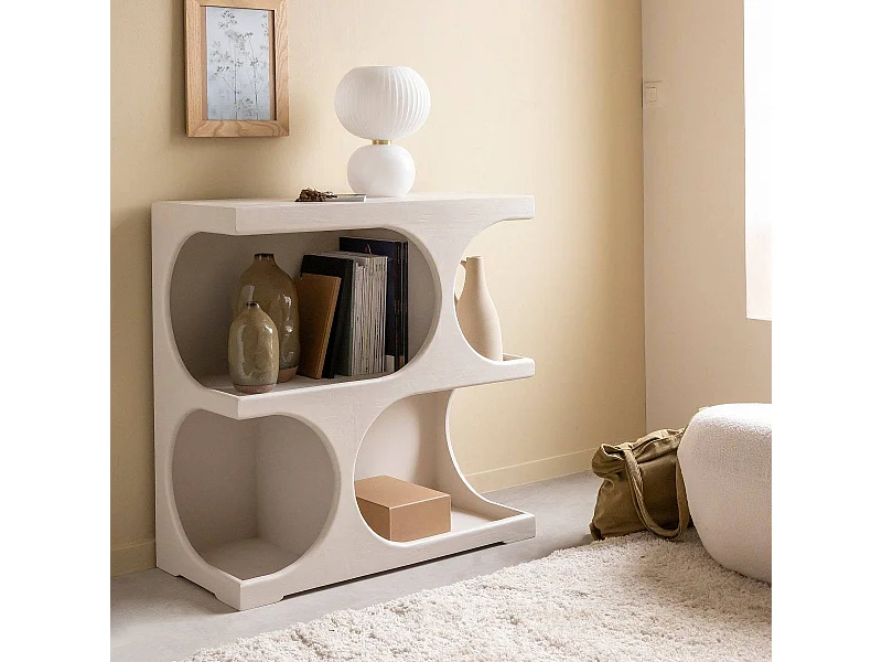 Bibliothèque en bois blanc peint Niklas