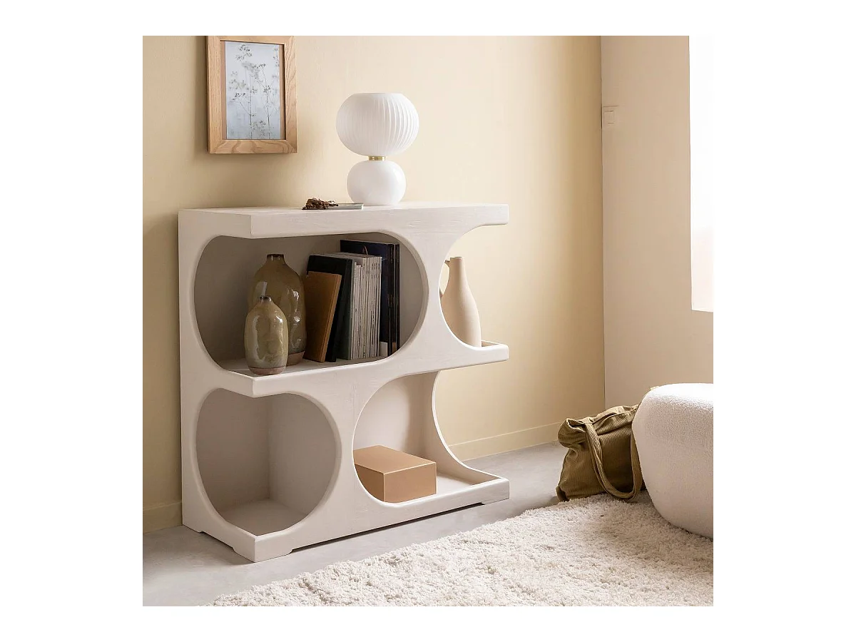 Bibliothèque en bois blanc peint Niklas