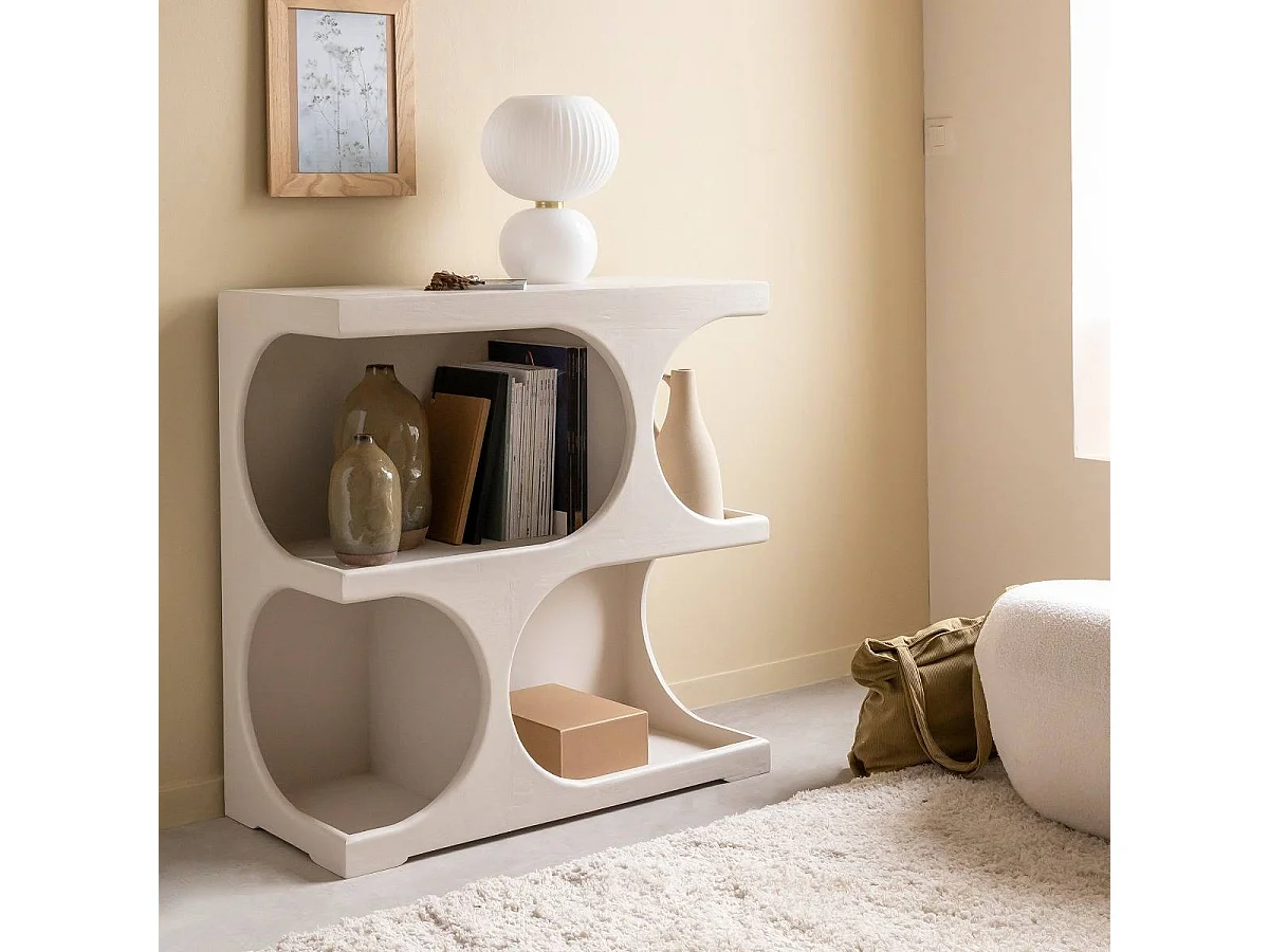 Bibliothèque en bois blanc peint Niklas