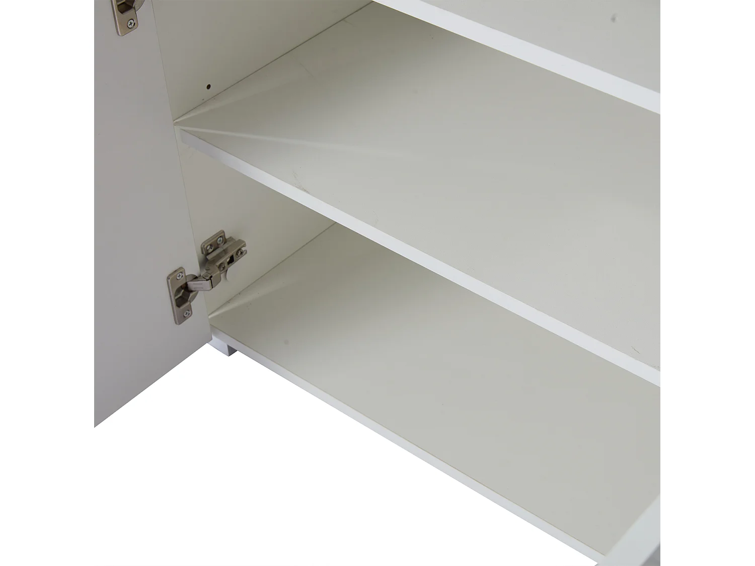 Buffet 140x40x70 cm avec LED en 4 portes et verre décoratif - meuble de rangement - bois - blanc