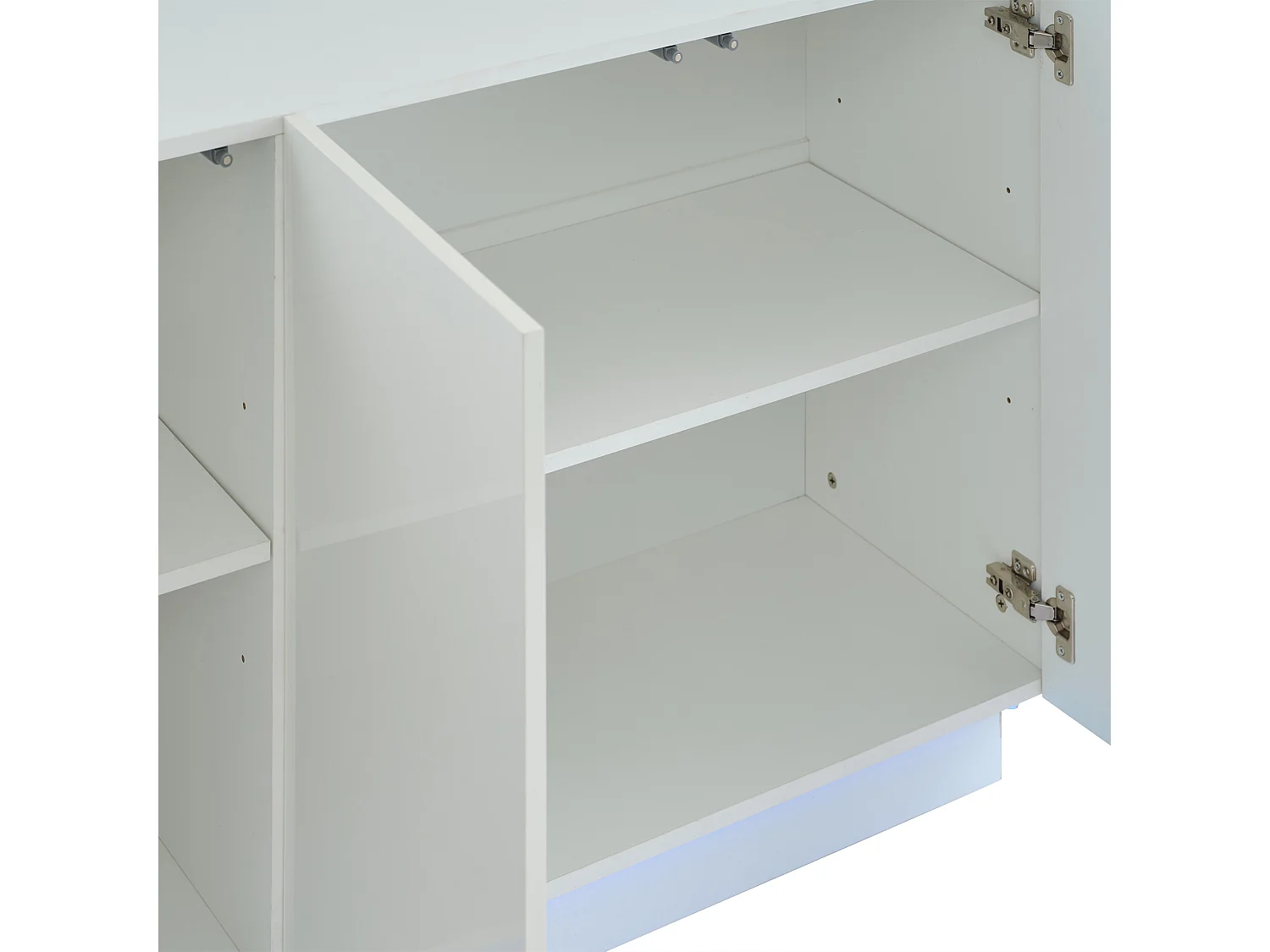 Buffet 120x40x75 cm avce LED en 3 portes meuble de rangement en bois - blanc