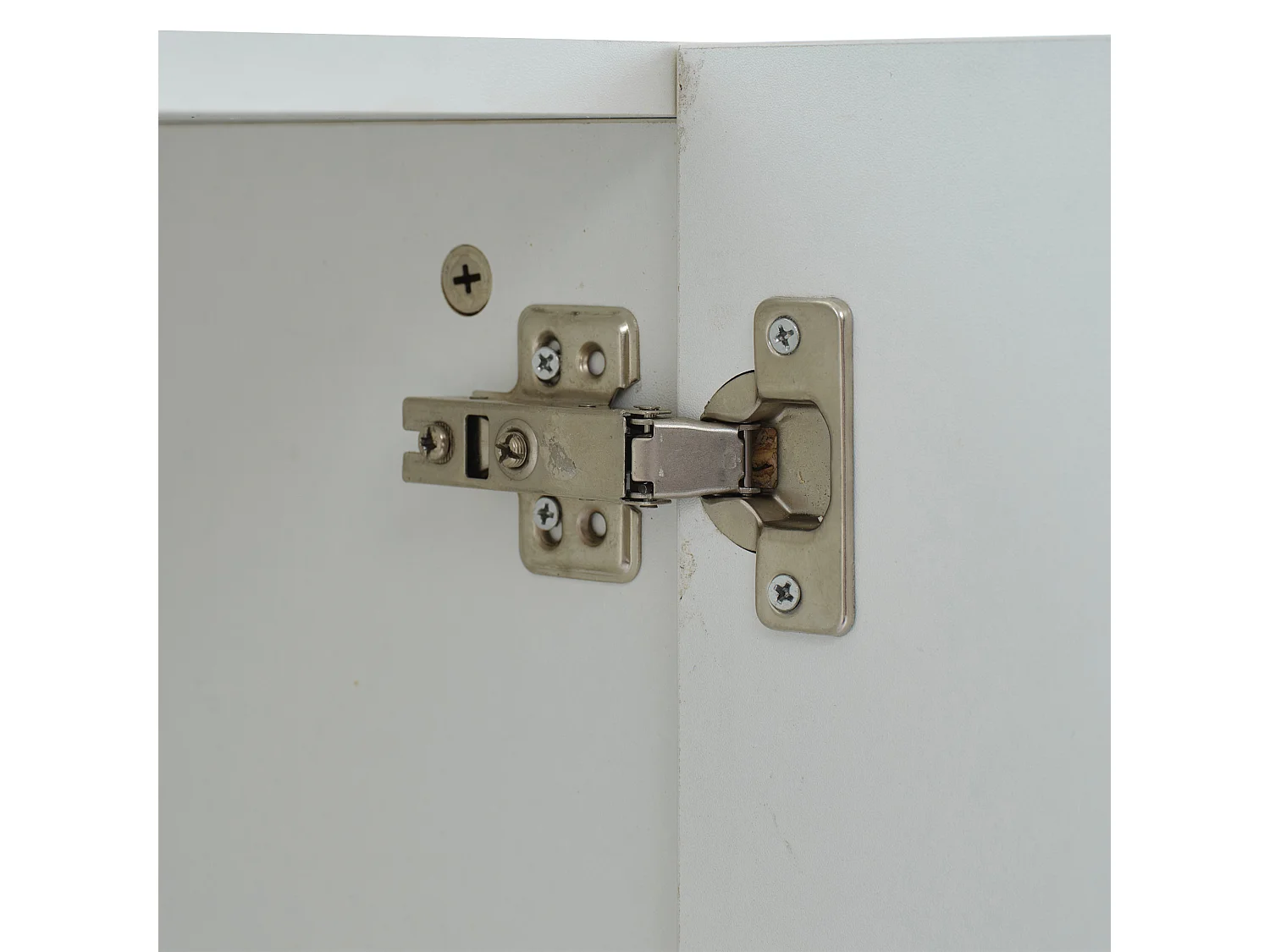 Buffet 120x40x75 cm avce LED en 3 portes meuble de rangement en bois - blanc