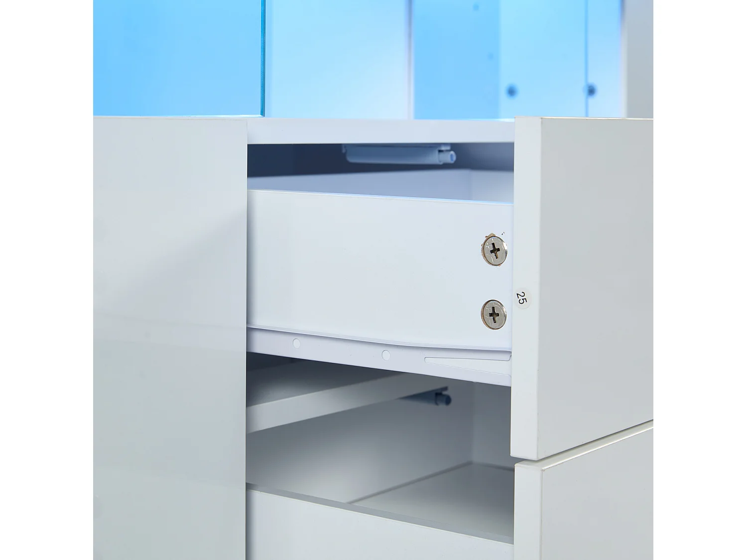 Buffet 140x35x80 cm LED 2 portes 3 tiroirs meuble de rangement en bois - blanc