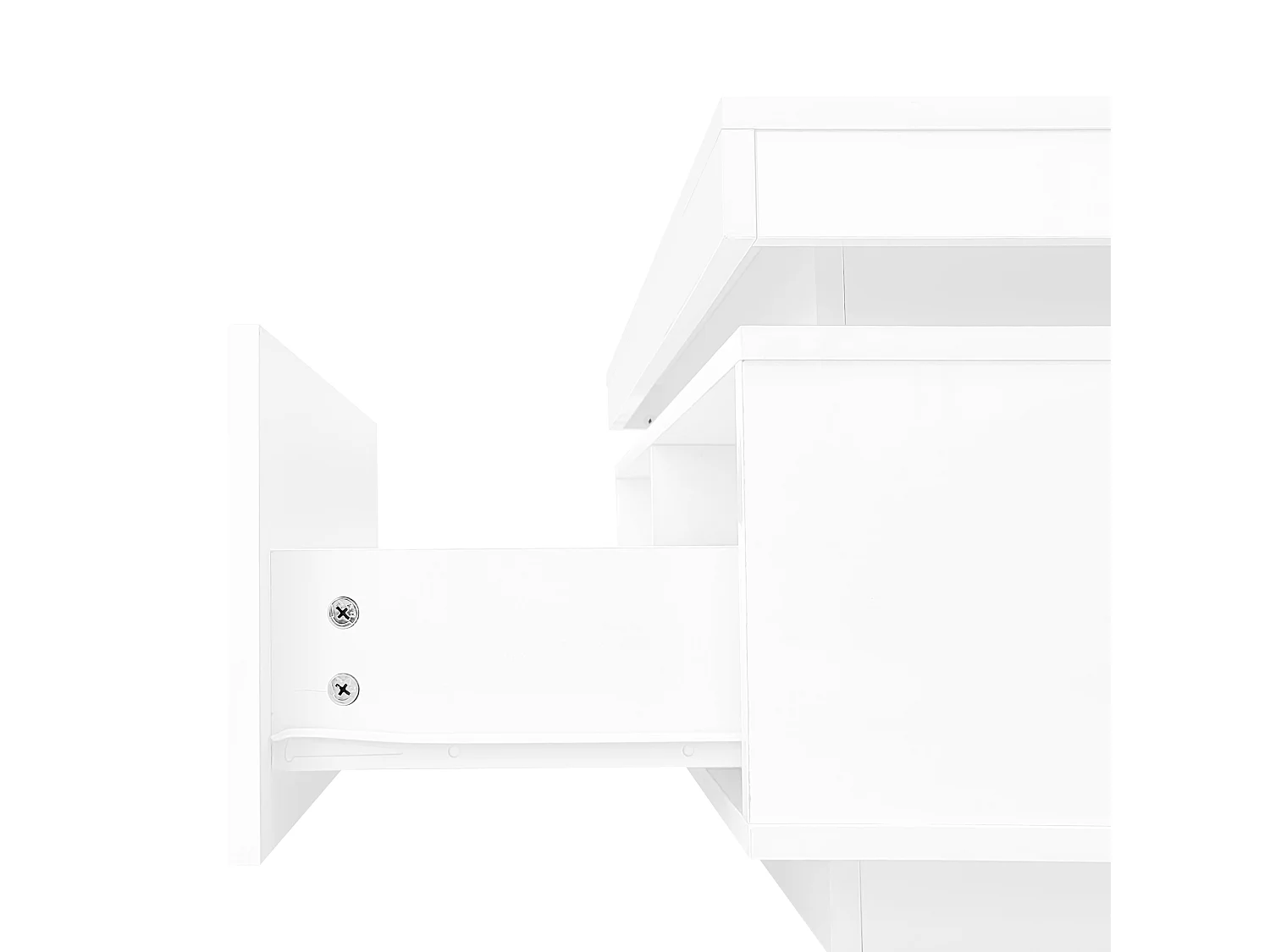 Meuble TV  + Table basse - avec lumières LED - meuble de rangement en bois - blanc