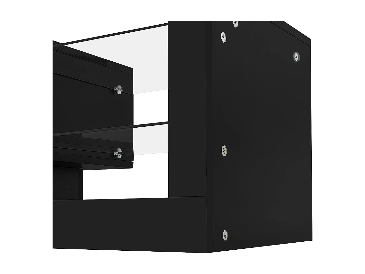 Meuble TV 181x38x38 cm avec lumières LED avec 2 portes battantes et étagères en verre - noir