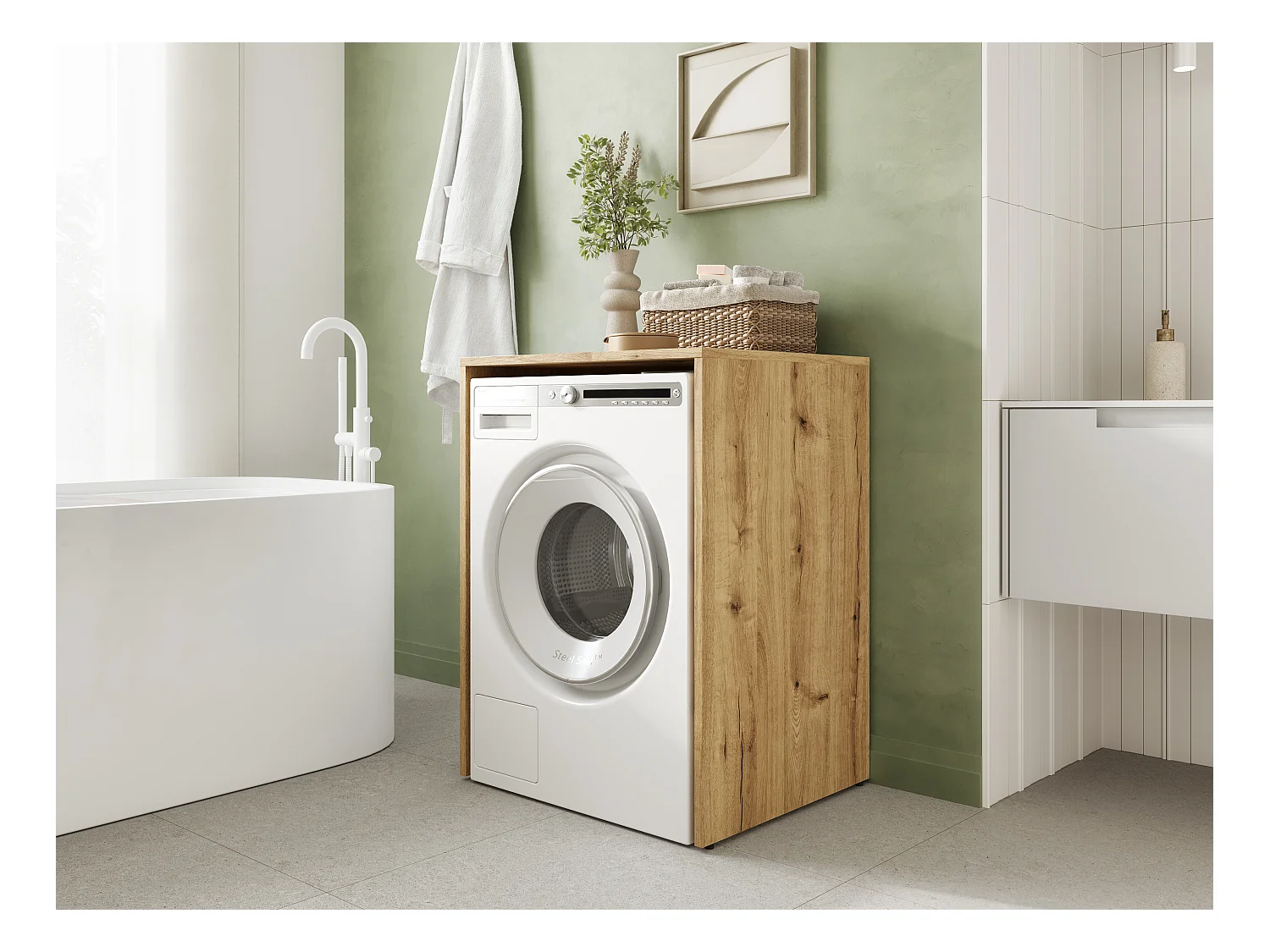 Armoire pour Machine À Laver Meuble De Rangement Salle De Bain 65 x 90 x 56 cm