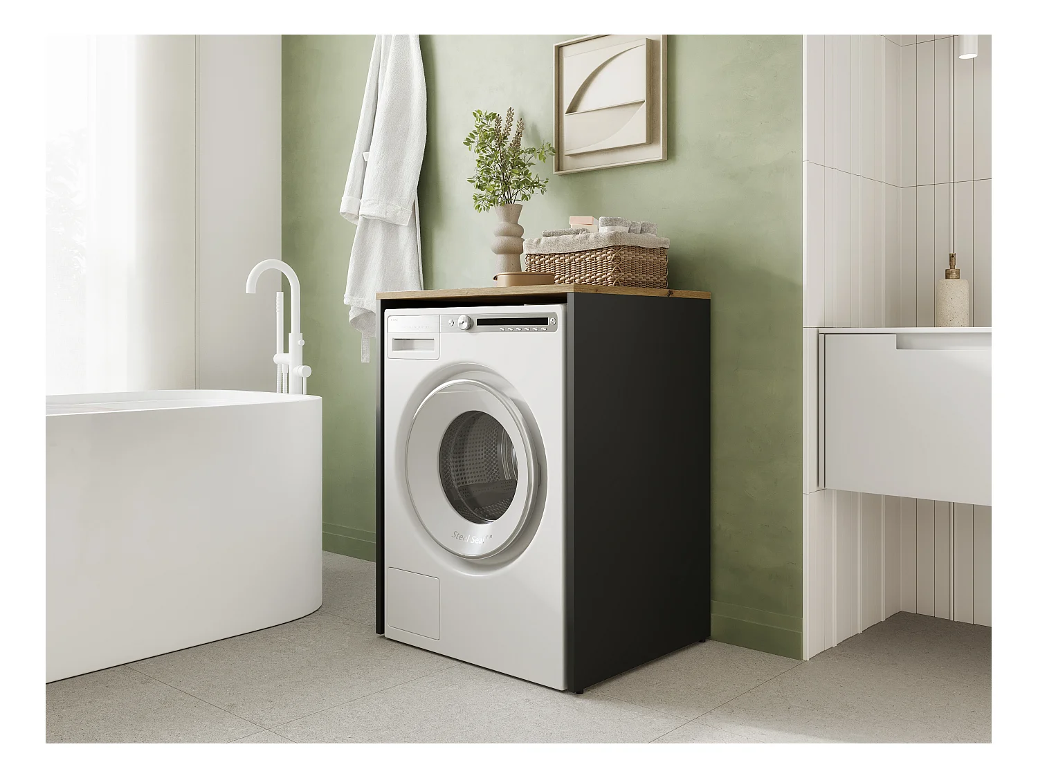 Schrank für Waschmaschine Bad Aufbewahrungsschrank 65 x 90 x 56 cm Waschmaschinenumbauschrank