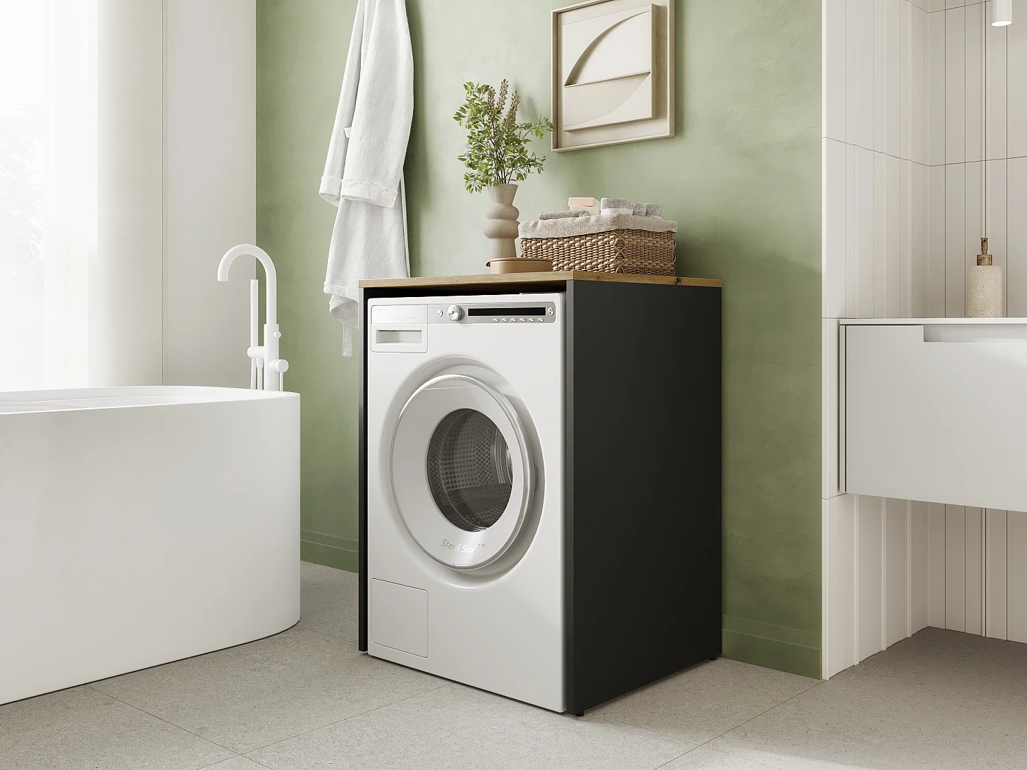 Kast voor Wasmachine Badkamer Opbergmeubel 65 x 90 x 56 cm