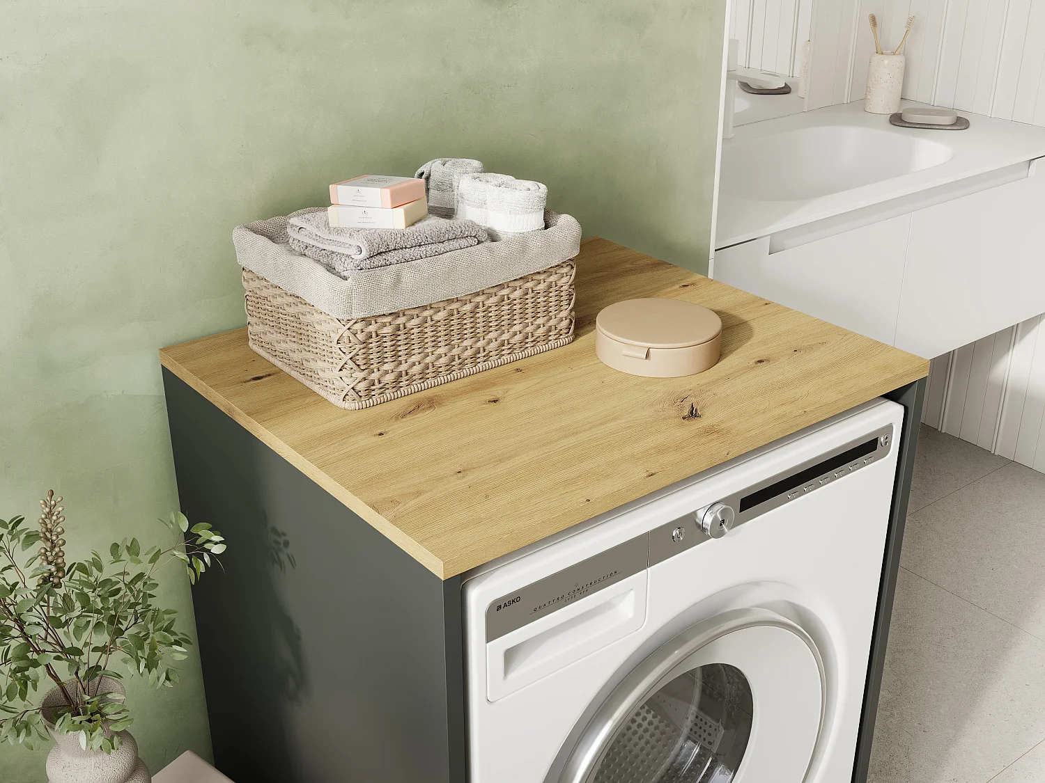 Kast voor Wasmachine Badkamer Opbergmeubel 65 x 90 x 56 cm