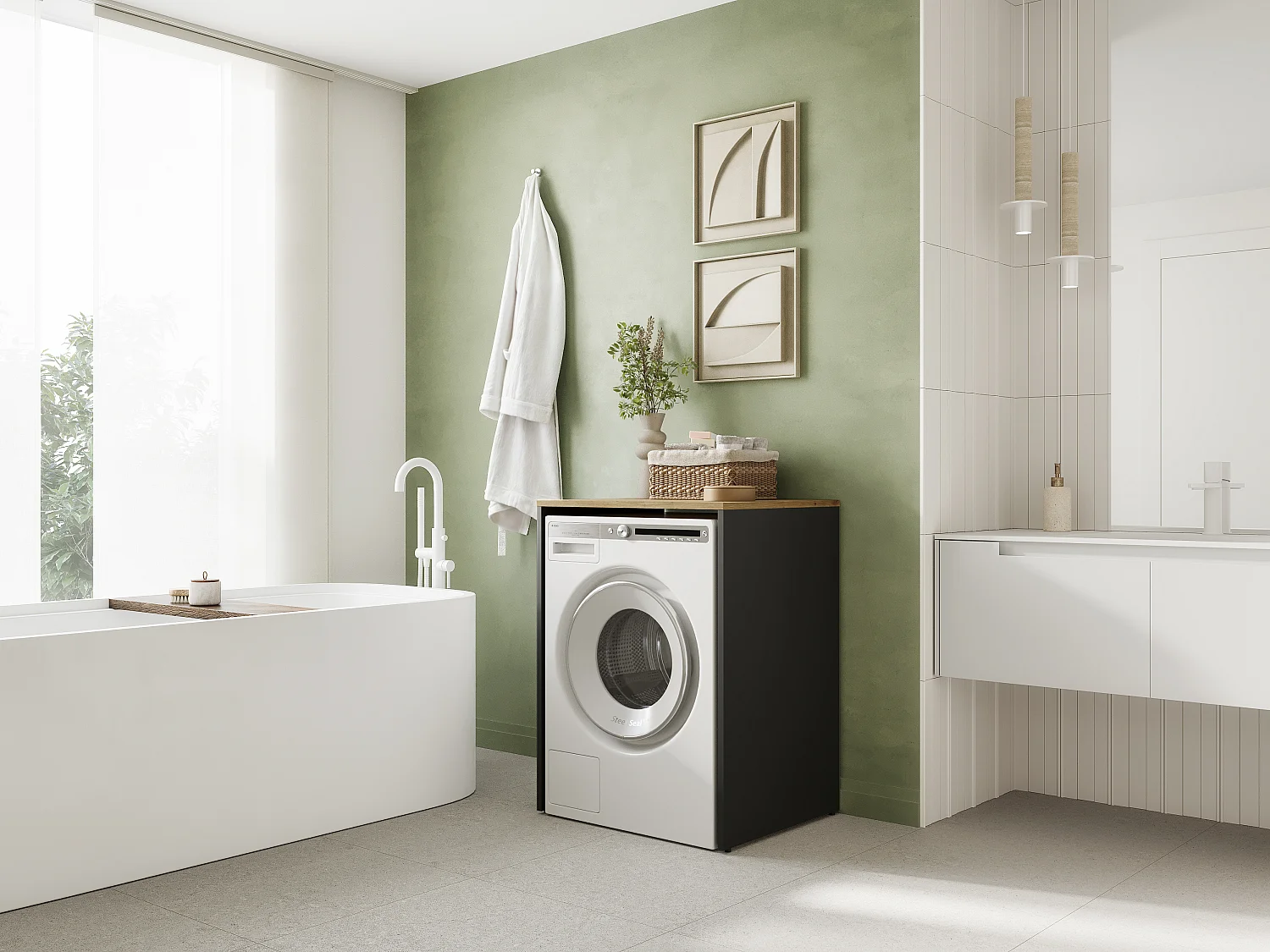 Kast voor Wasmachine Badkamer Opbergmeubel 65 x 90 x 56 cm