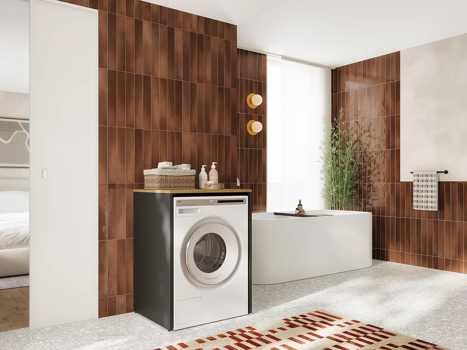 Kast voor Wasmachine Badkamer Opbergmeubel 65 x 90 x 56 cm