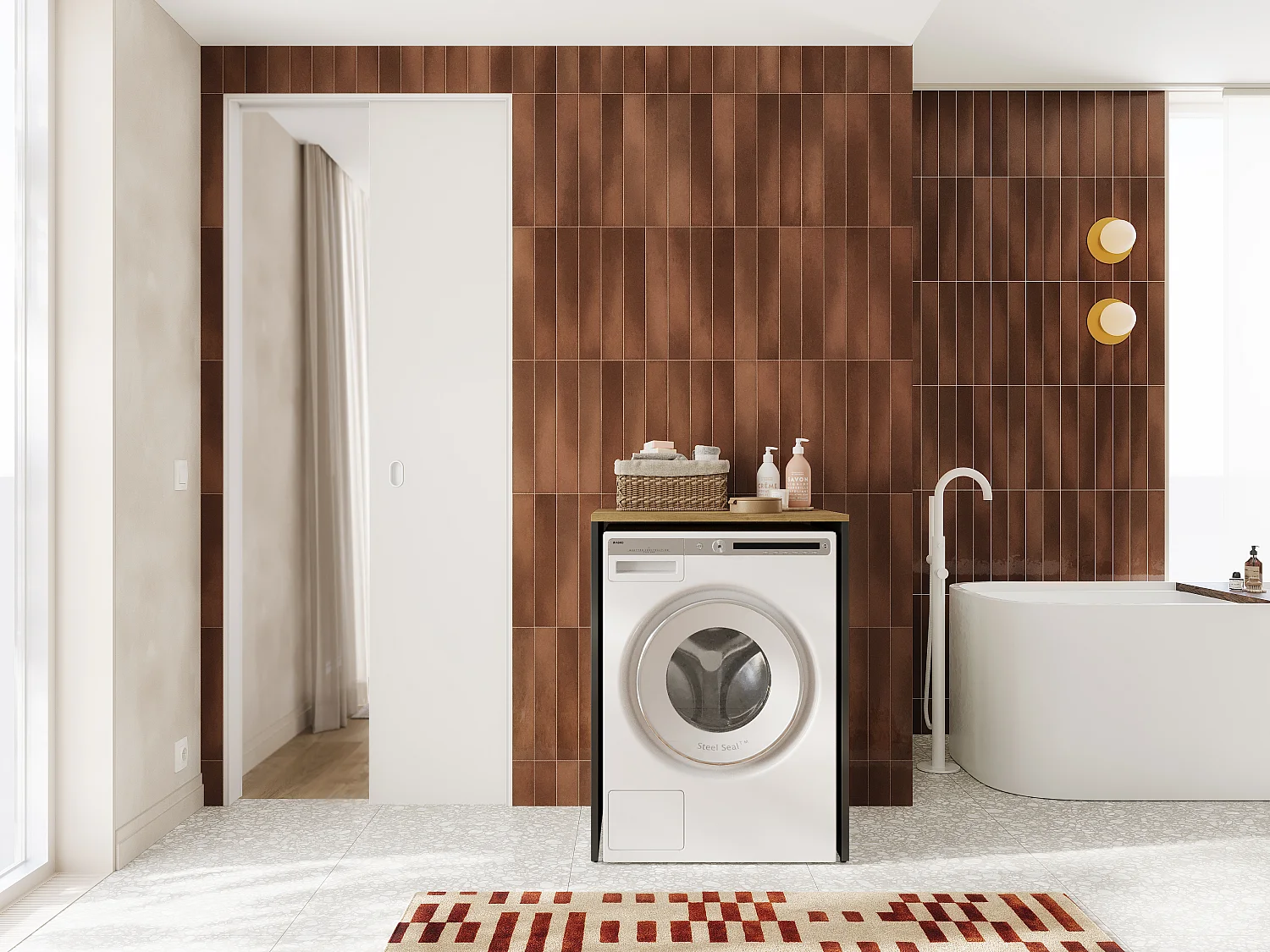 Kast voor Wasmachine Badkamer Opbergmeubel 65 x 90 x 56 cm