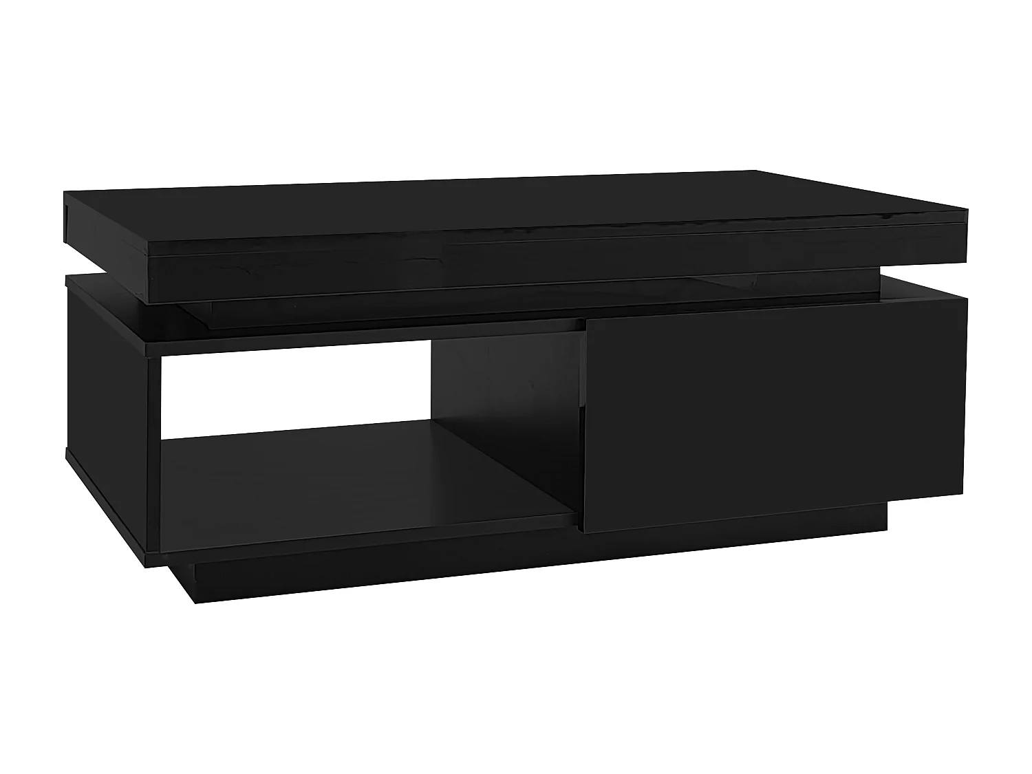 Meuble TV 181x38x38 cm + table basse - avec LED - meuble de rangement en bois - noir