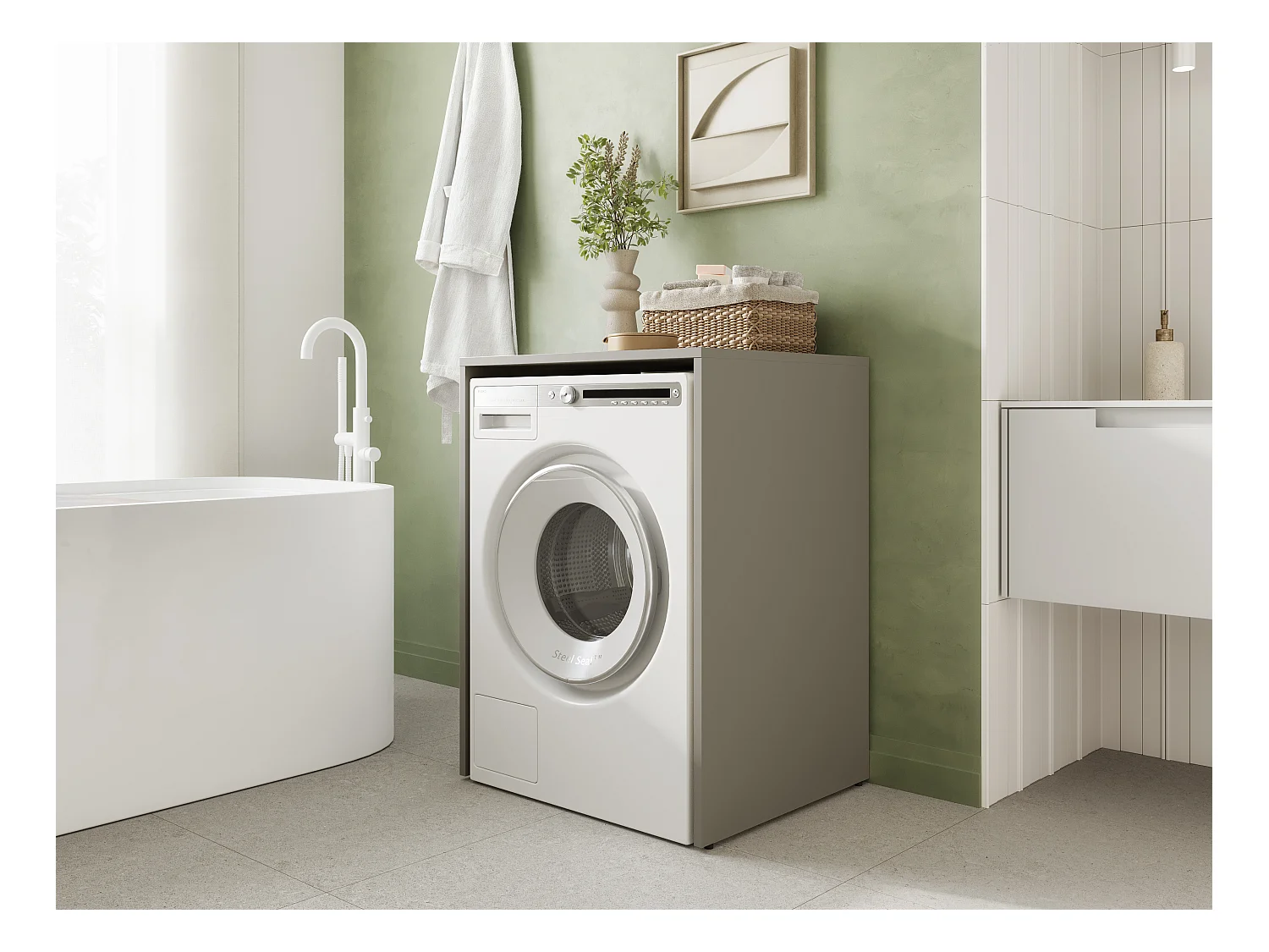 Armoire pour Machine À Laver Meuble De Rangement Salle De Bain 65 x 90 x 56 cm