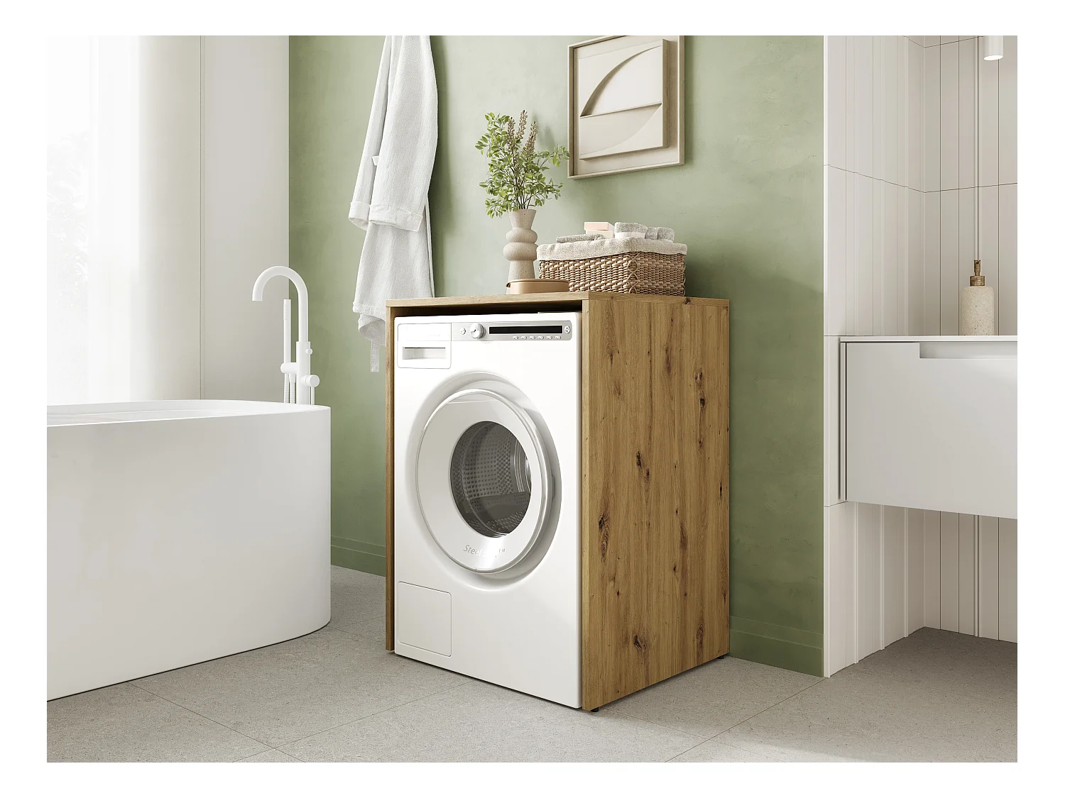 Armoire pour Machine À Laver Meuble De Rangement Salle De Bain 65 x 90 x 50 cm