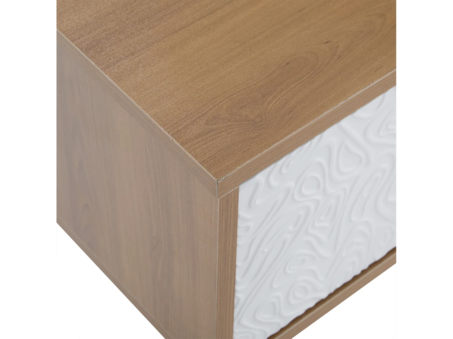 Meuble TV 150x35x39 cm avec 3 tiroirs texturés vintage - meuble de rangement ouvert - bois - marron