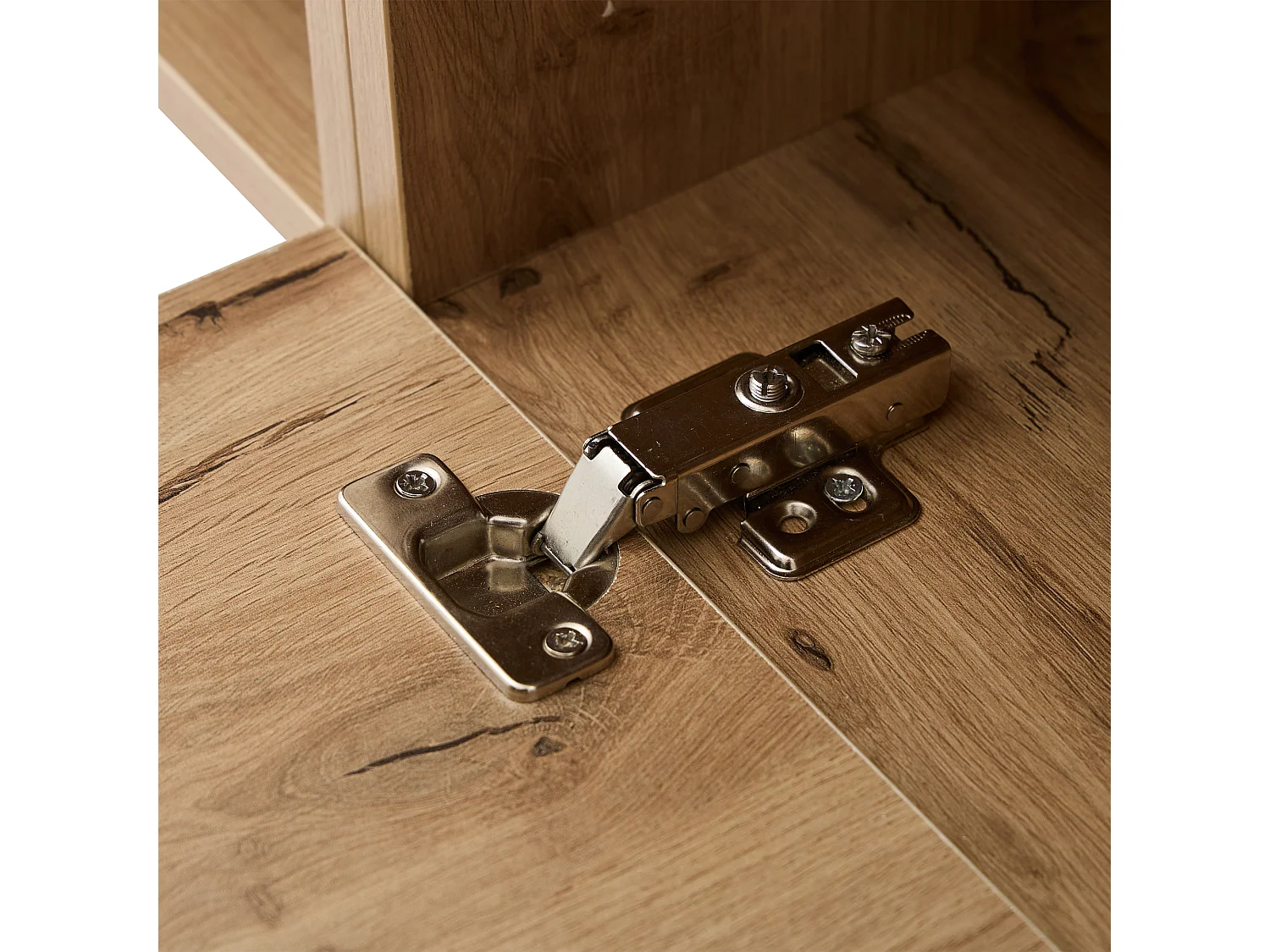 Meuble TV 2 portes battantes - LED - meuble de rangement ouvert - marron