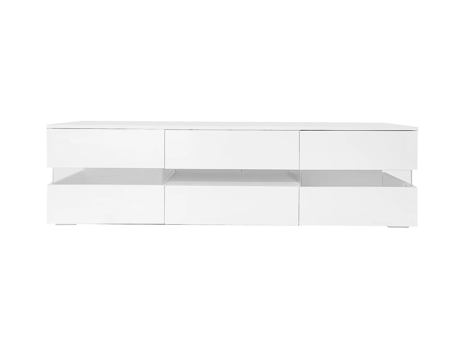 Meuble TV 160x39x45 cm avec LED avec 2 portes 1 tiroir - meuble de rangement ouvert en bois - blanc