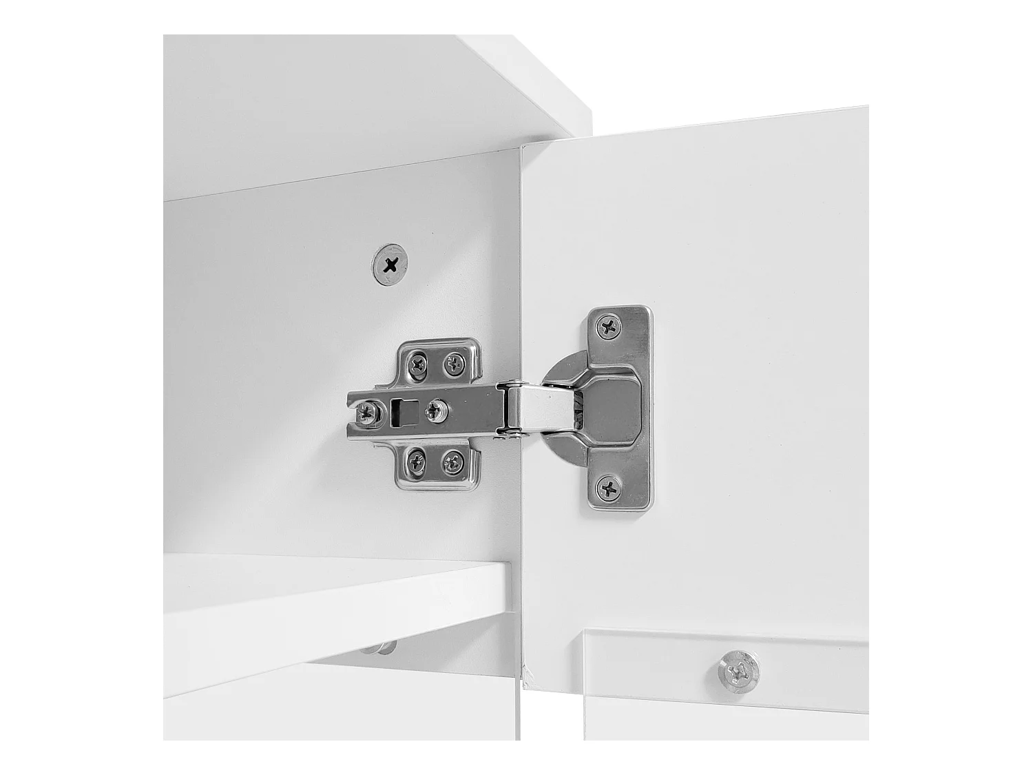 Meuble TV 160x39x45 cm avec LED avec 2 portes 1 tiroir - meuble de rangement ouvert en bois - blanc