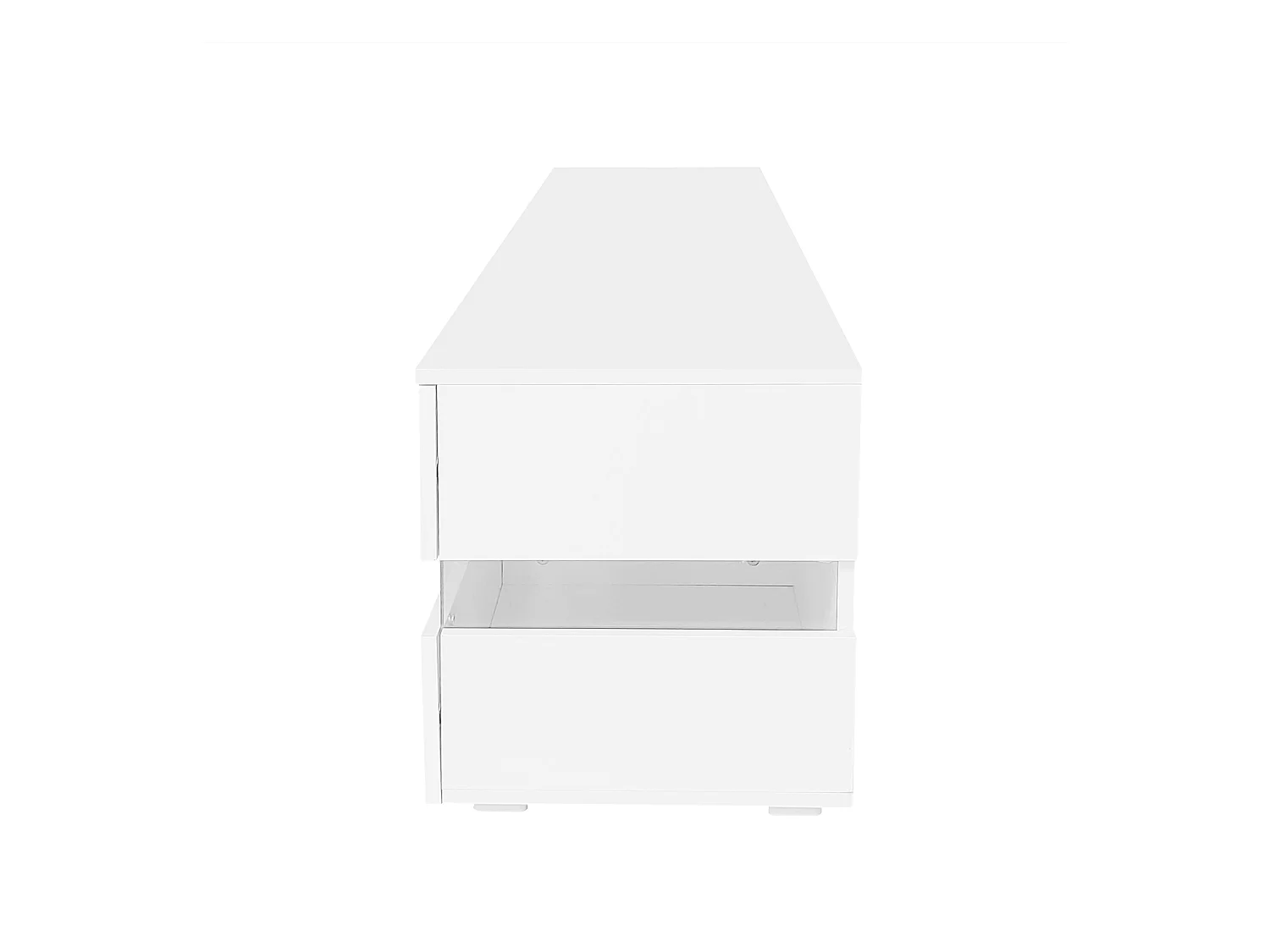 Meuble TV 160x39x45 cm avec LED avec 2 portes 1 tiroir - meuble de rangement ouvert en bois - blanc