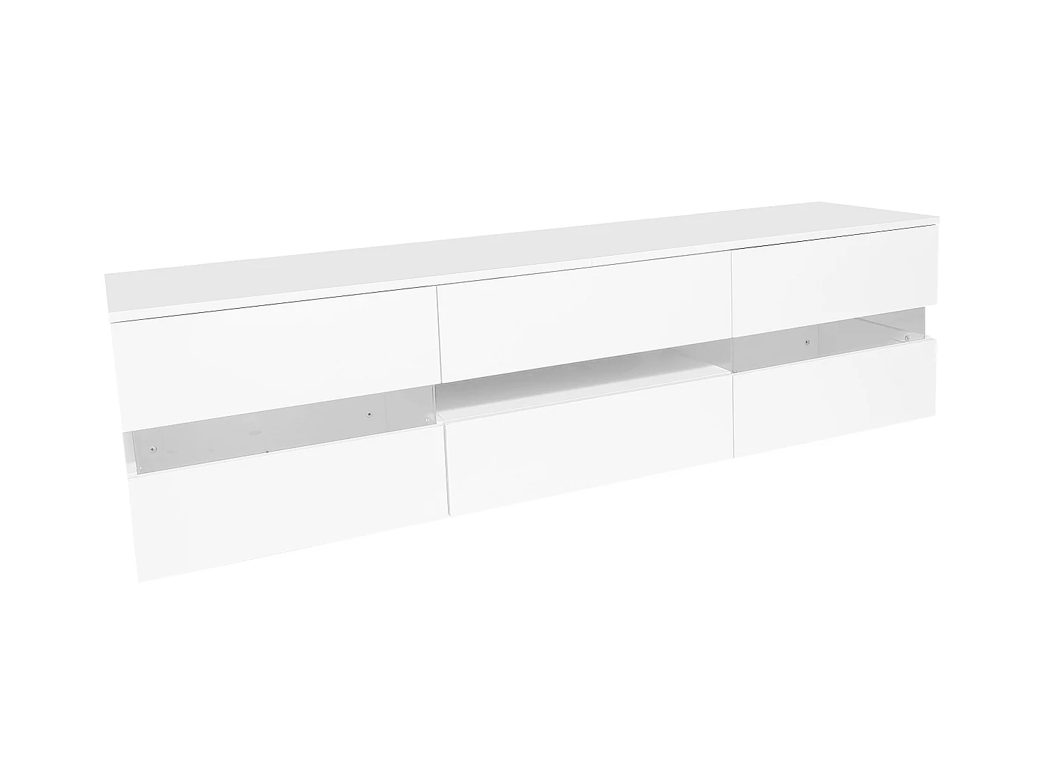 Meuble TV 160x39x45 cm avec LED avec 2 portes 1 tiroir - meuble de rangement ouvert en bois - blanc