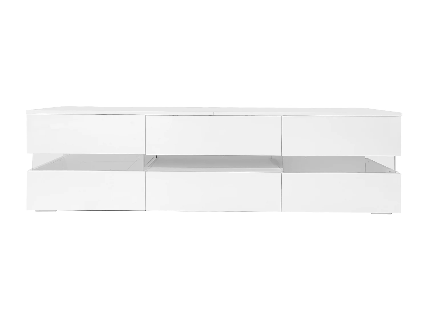 Meuble TV 160x39x45 cm avec LED avec 2 portes 1 tiroir - meuble de rangement ouvert en bois - blanc
