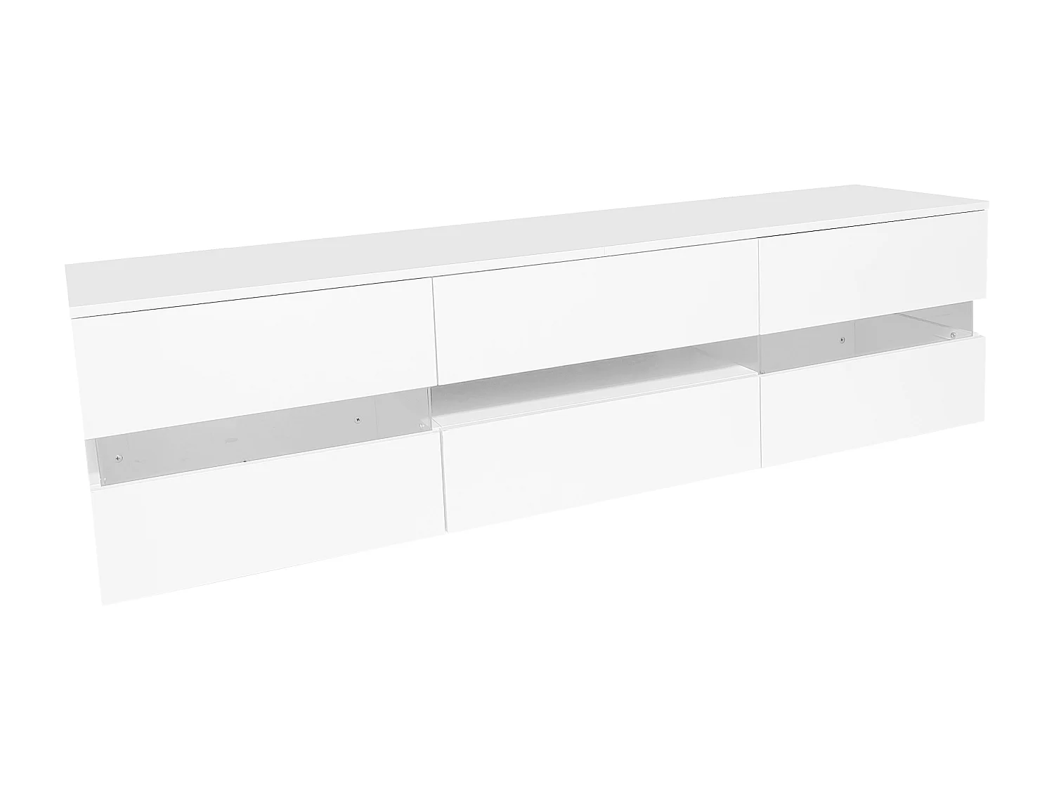 Meuble TV 160x39x45 cm avec LED avec 2 portes 1 tiroir - meuble de rangement ouvert en bois - blanc