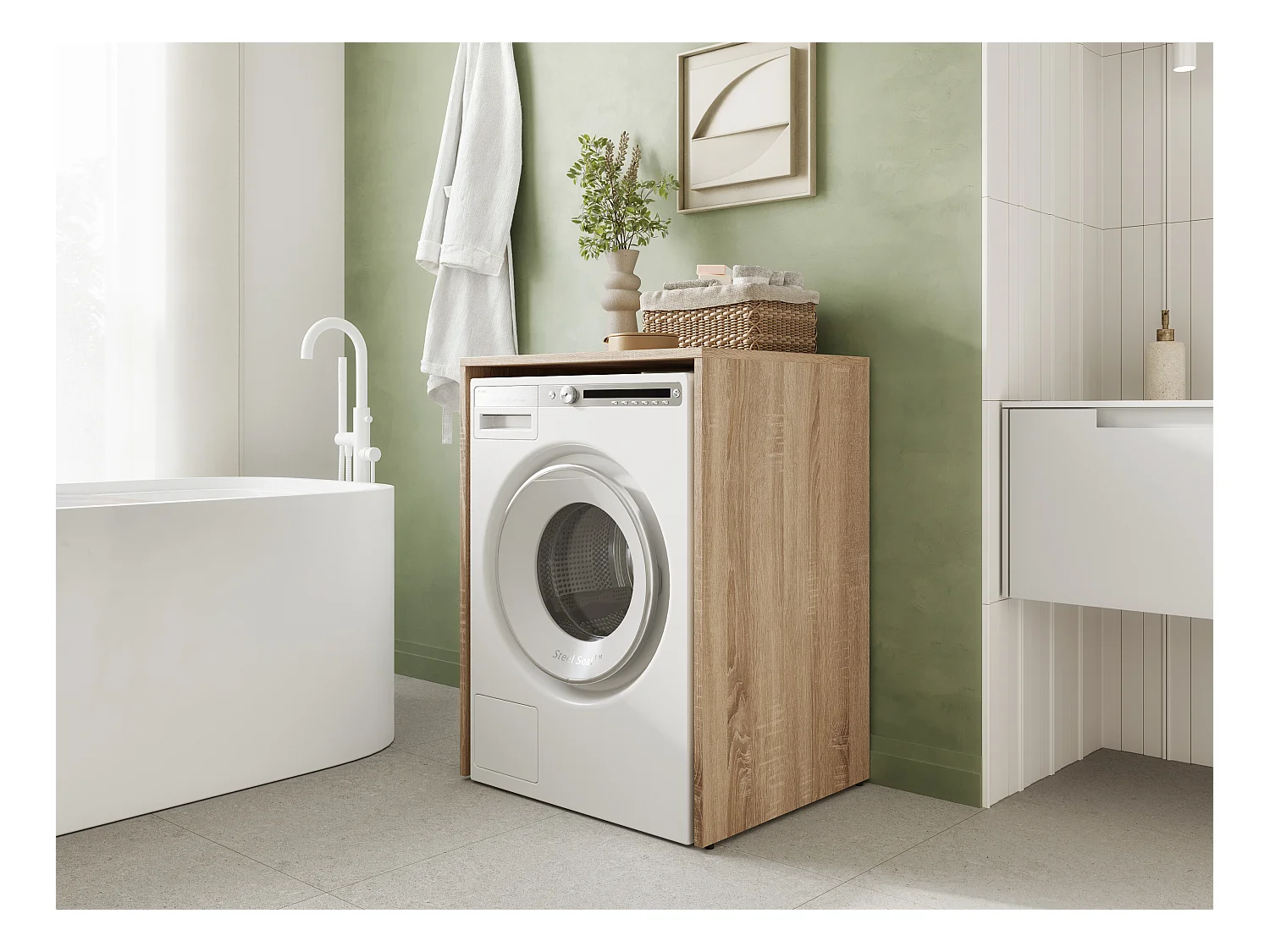 Armoire pour Machine À Laver Meuble De Rangement Salle De Bain 65 x 90 x 56 cm