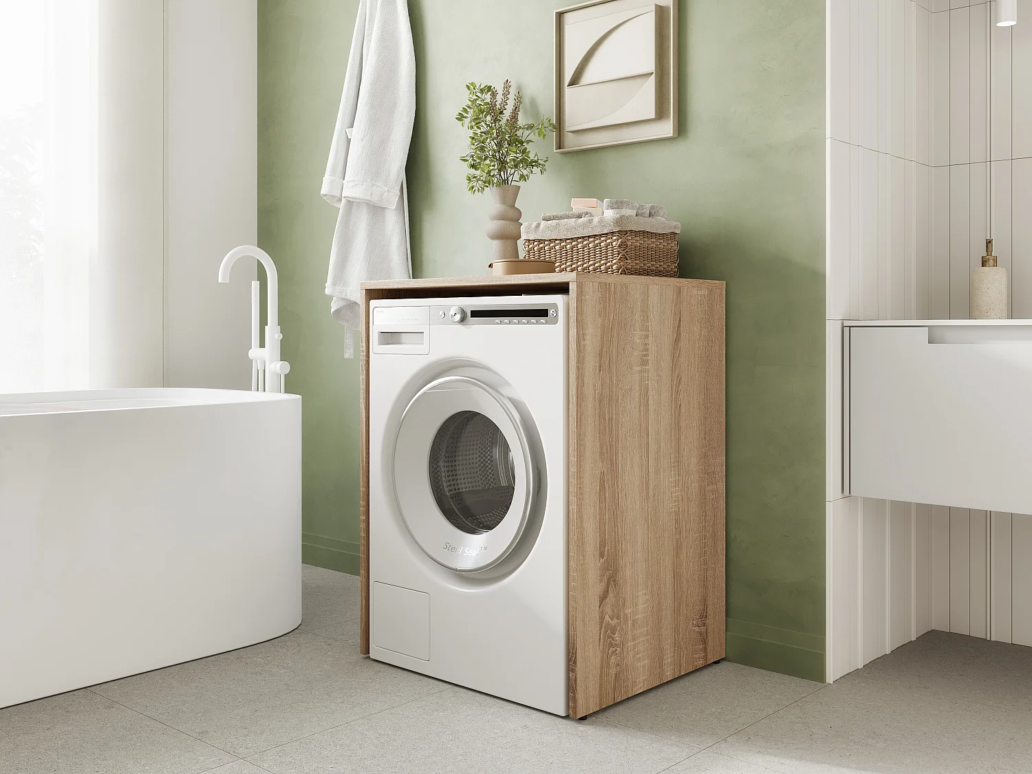 Kast voor Wasmachine Badkamer Opbergmeubel 65 x 90 x 56 cm