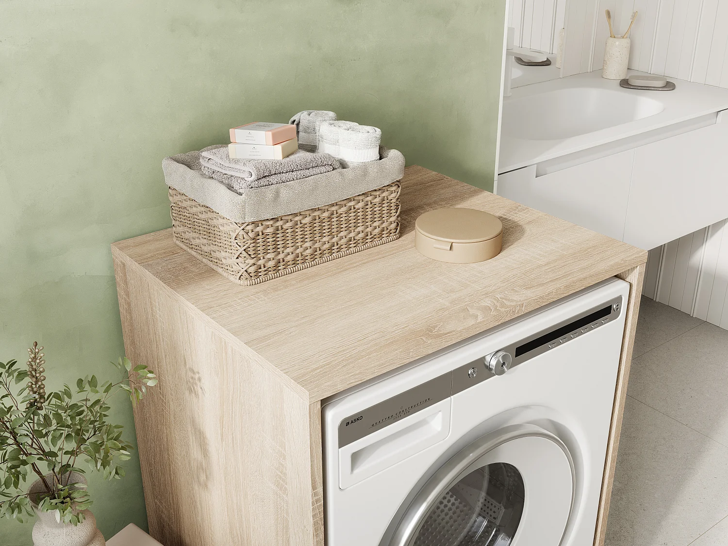 Kast voor Wasmachine Badkamer Opbergmeubel 65 x 90 x 56 cm