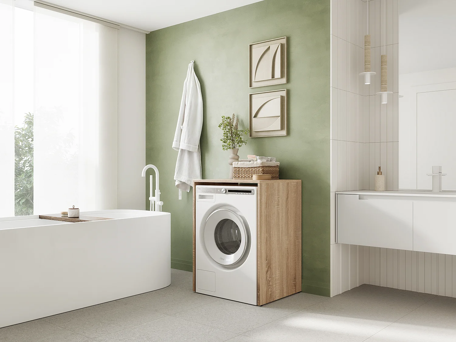 Kast voor Wasmachine Badkamer Opbergmeubel 65 x 90 x 56 cm