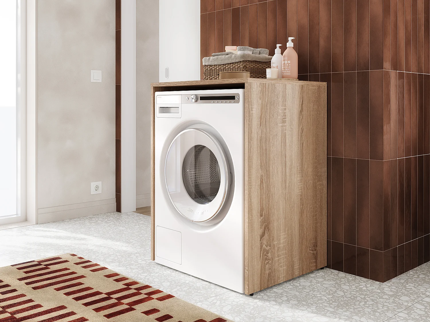 Kast voor Wasmachine Badkamer Opbergmeubel 65 x 90 x 56 cm