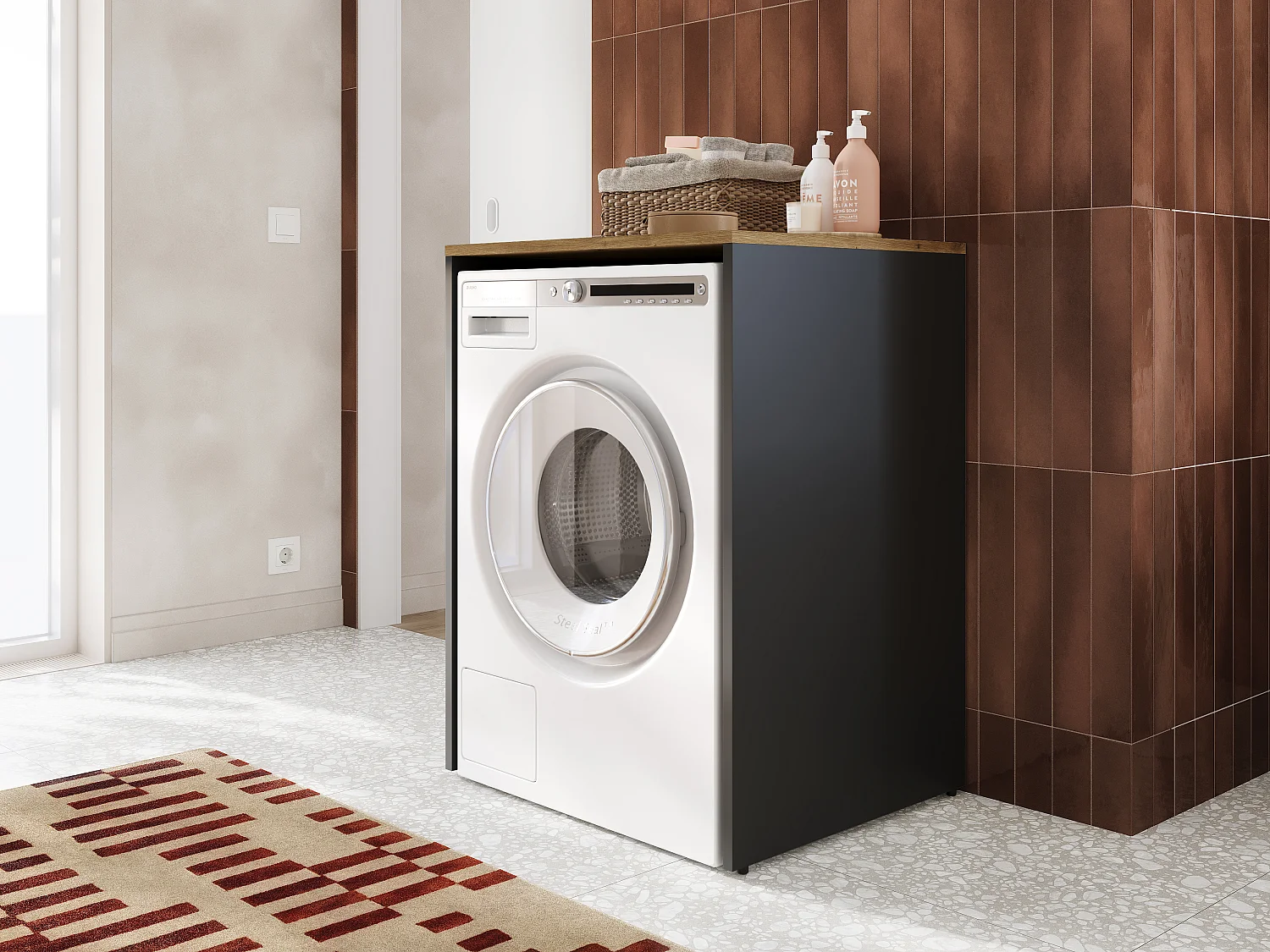 Szafka nad Pralkę Mebel Łazienkowy do Przechowywania 65 x 90 x 56 cm