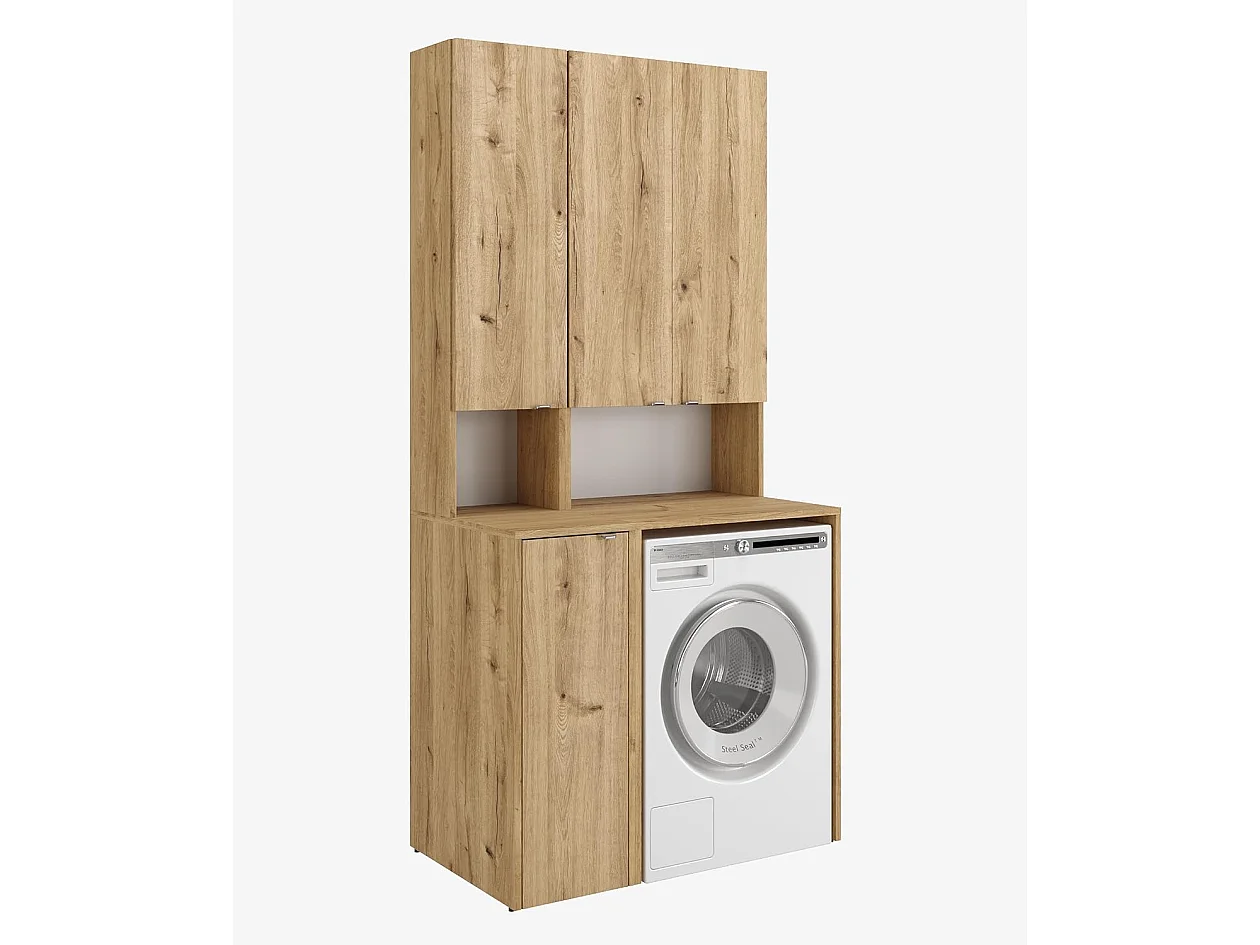 Ensemble de salle de bain - Armoire de machine à laver de 65 cm de large et armoire haute de 33 cm de large