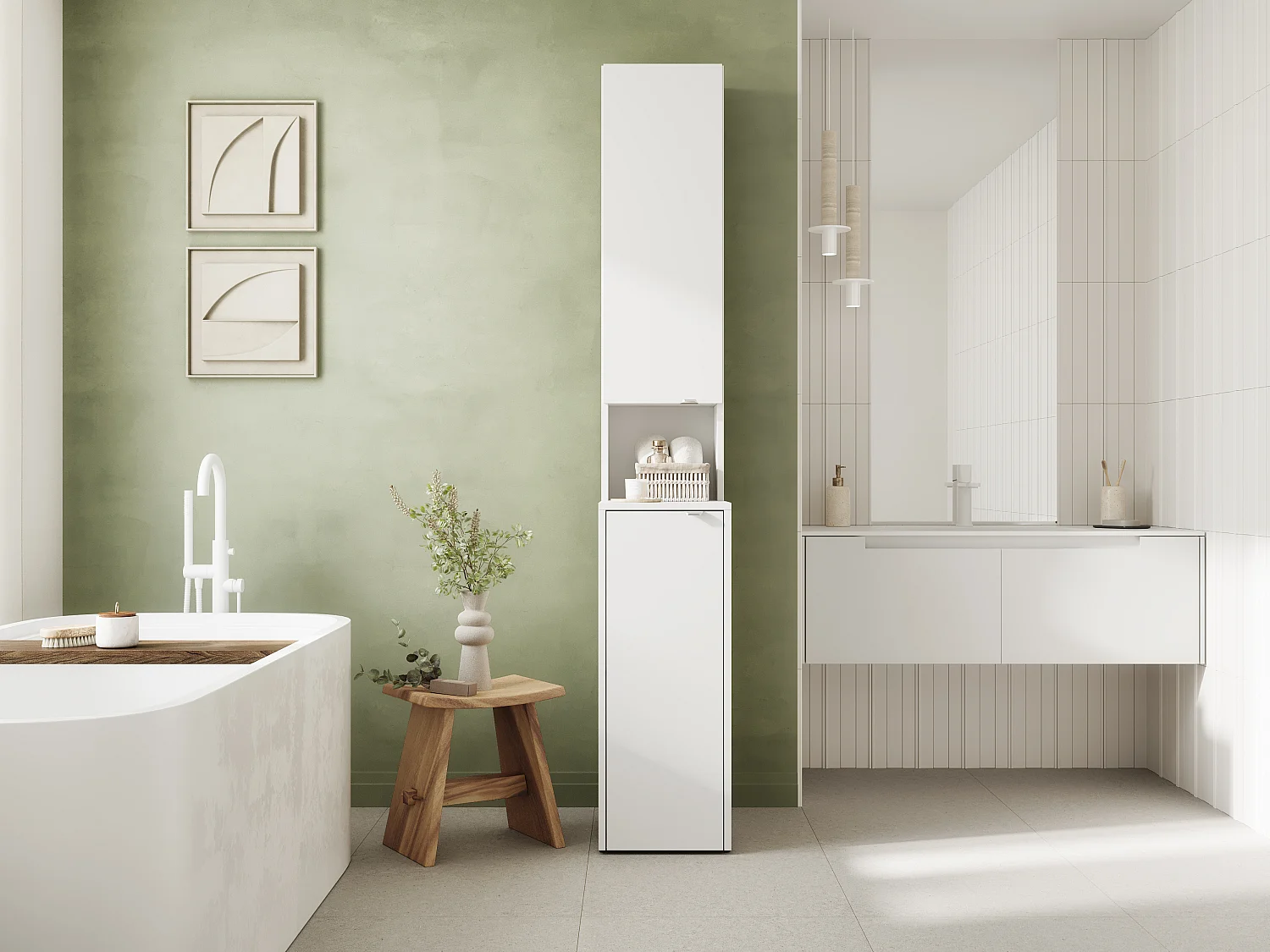 Wysoka szafka łazienkowa - 210 x 33 x 56 cm Wąska szafka do przechowywania do łazienki