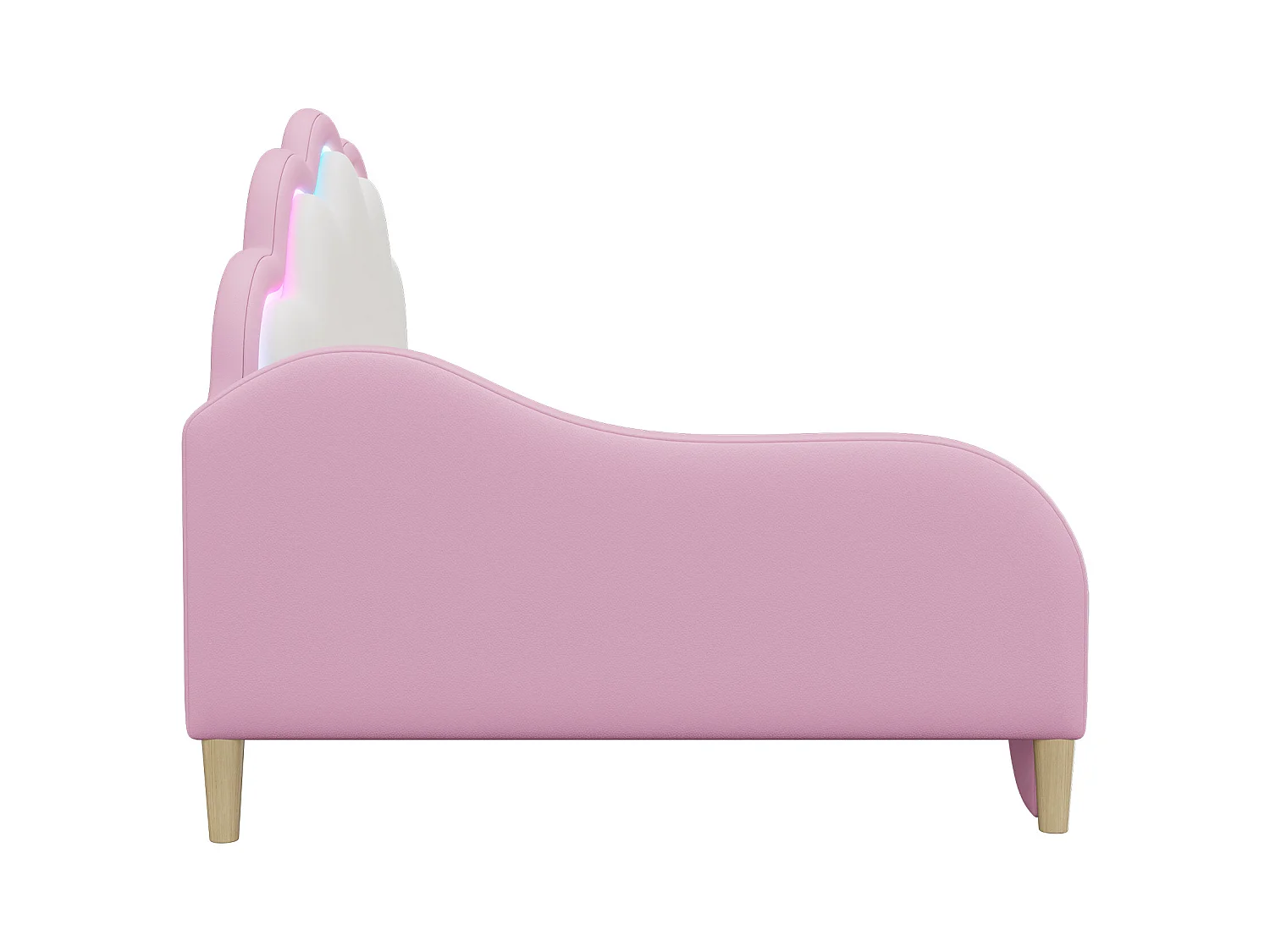 Lit adulte 140x200 cm avec sommier - tête de lit capitonnée avec LED - similicuir - rose (sans matelas)