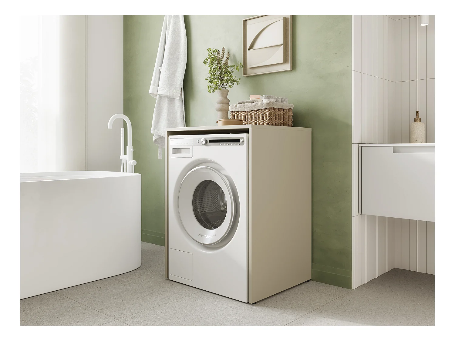Armoire pour Machine À Laver Meuble De Rangement Salle De Bain 65 x 90 x 50 cm
