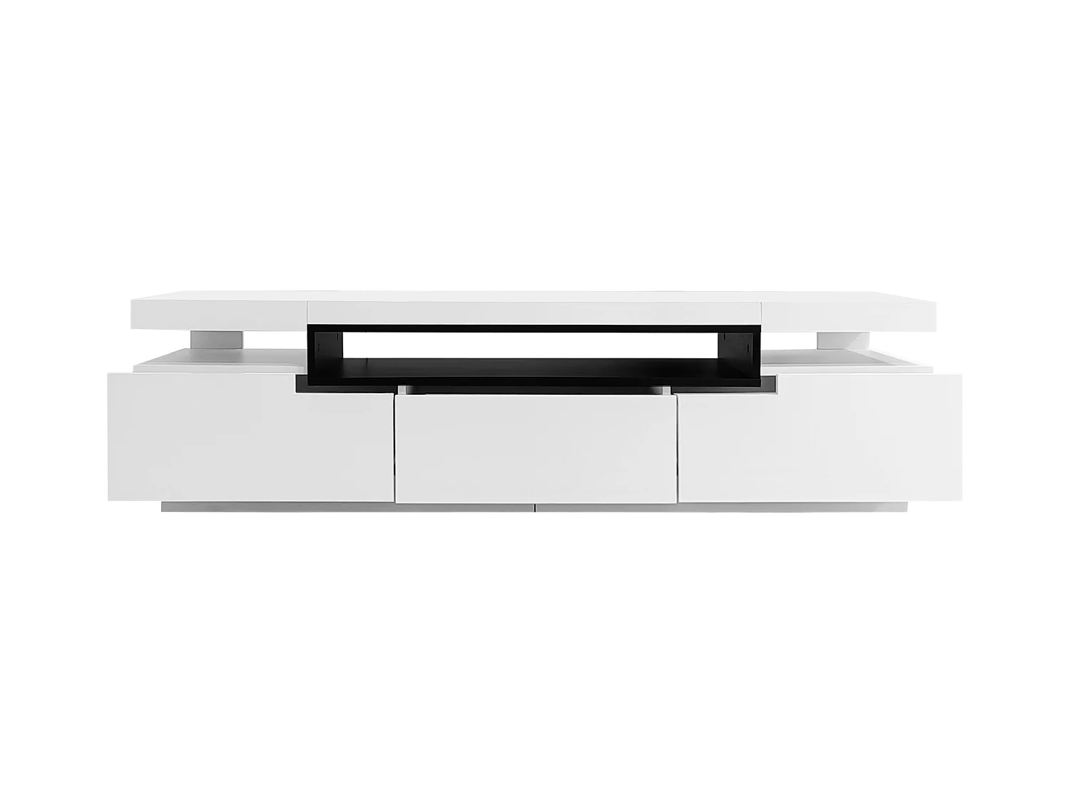 Meuble TV 160x39x42 cm avec LED en 3 tiroirs - meuble de rangement ouvert en bois - blanc