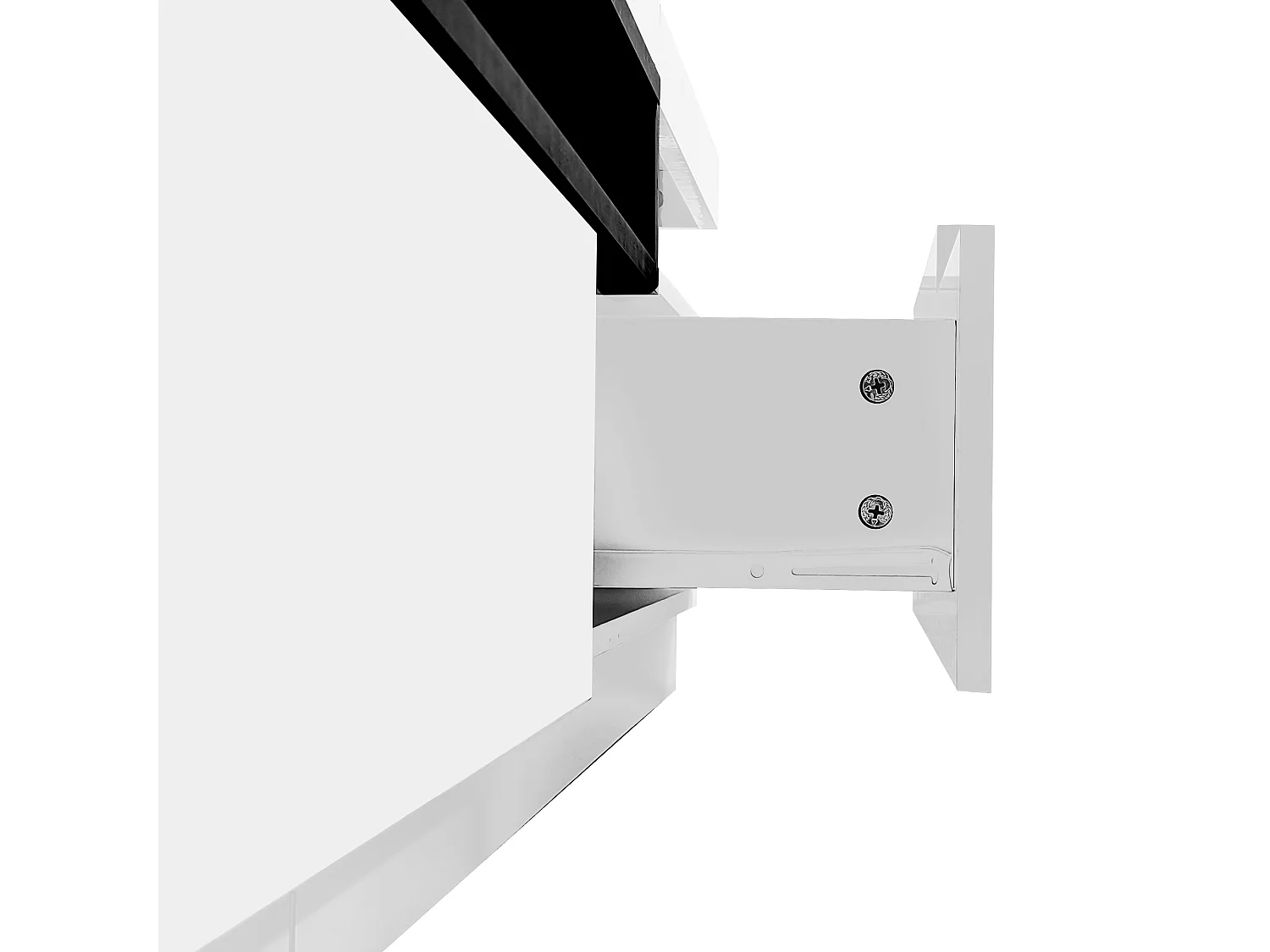 Meuble TV 160x39x42 cm avec LED en 3 tiroirs - meuble de rangement ouvert en bois - blanc