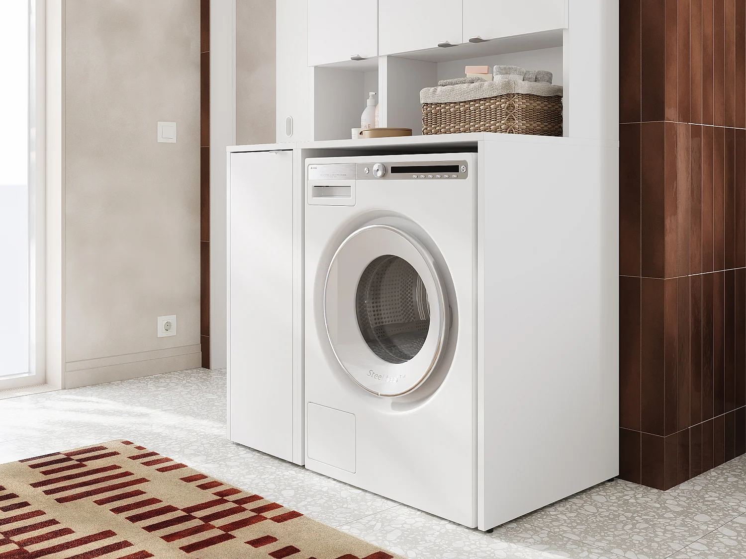 Ensemble de salle de bain - Armoire de machine à laver de 65 cm de large et armoire haute de 33 cm de large