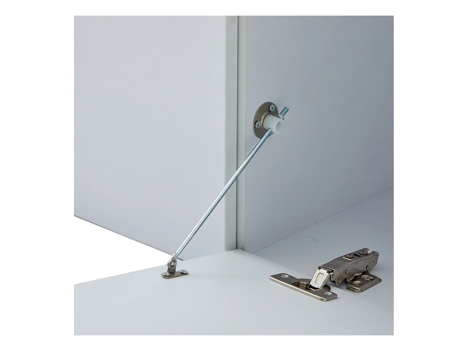 Meuble TV 184x42x58 cm avec lumières LED avec 2 portes - abattantes rangement ouvert en bois - blanc