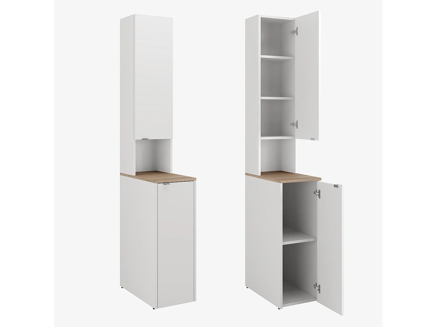 Armoire haute de salle de bain - 210 x 33 x 56 cm Armoire de rangement étroite pour salle de bain