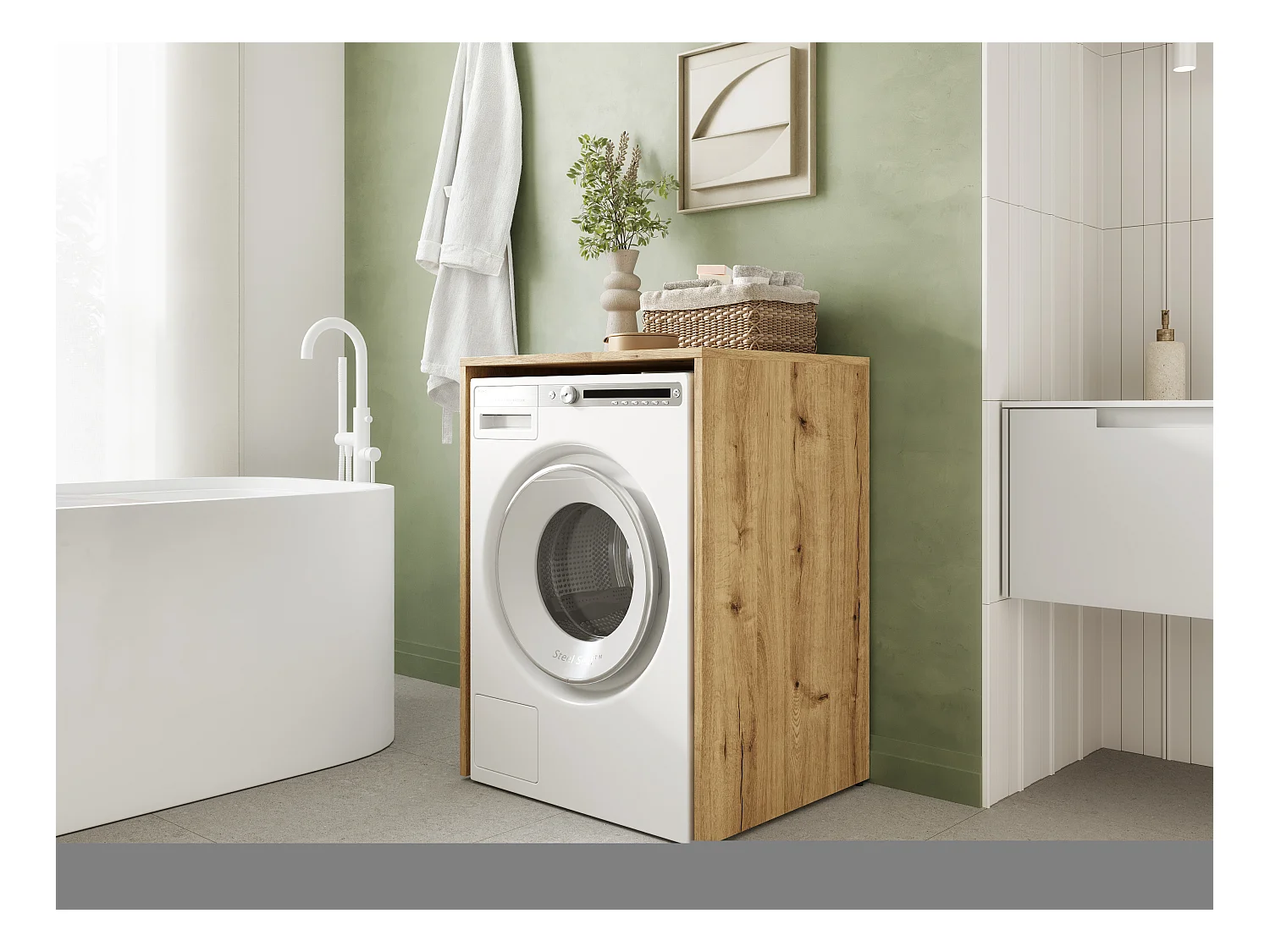 Armoire pour Machine À Laver Meuble De Rangement Salle De Bain 65 x 90 x 50 cm