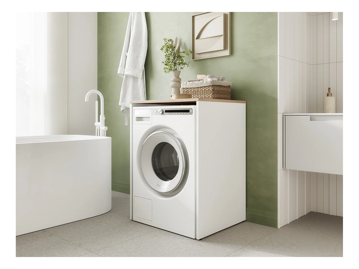 Armoire pour Machine À Laver Meuble De Rangement Salle De Bain 65 x 90 x 50 cm
