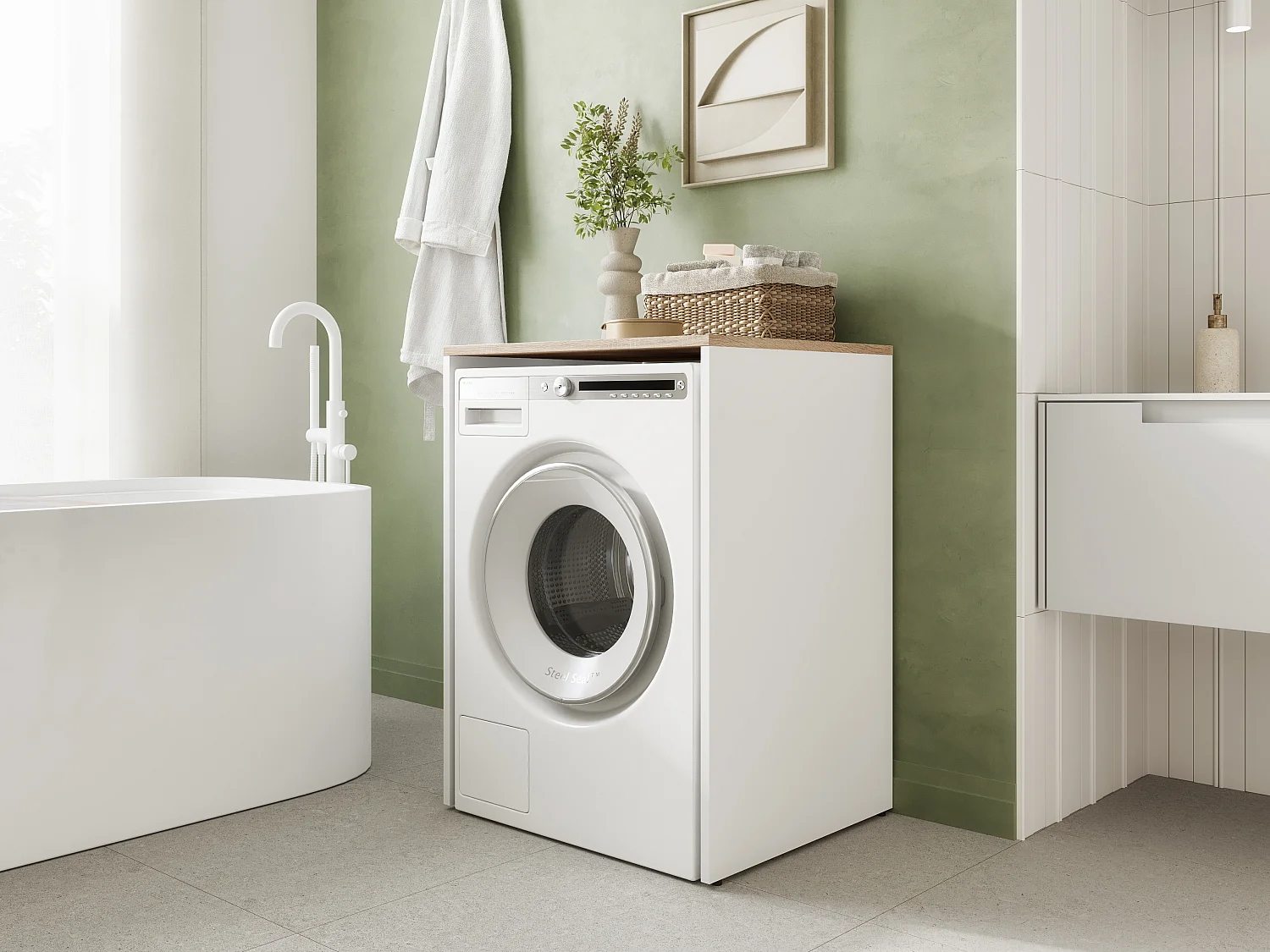 Schrank für Waschmaschine Bad Aufbewahrungsschrank 65 x 90 x 56 cm Waschmaschinenumbauschrank