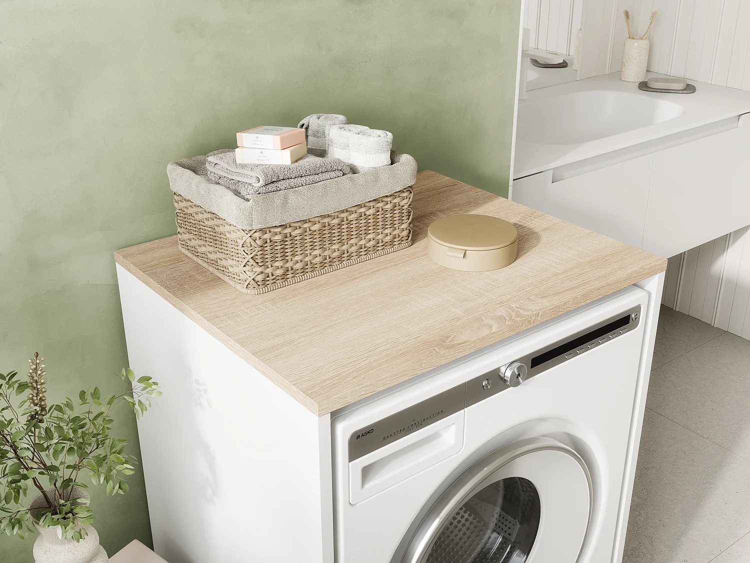 Schrank für Waschmaschine Bad Aufbewahrungsschrank 65 x 90 x 56 cm Waschmaschinenumbauschrank