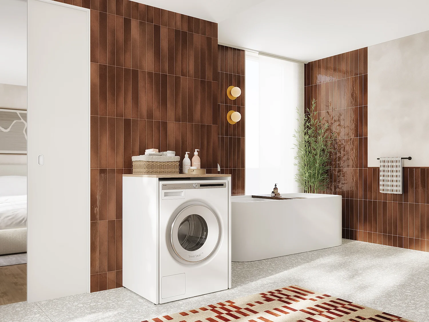Schrank für Waschmaschine Bad Aufbewahrungsschrank 65 x 90 x 56 cm Waschmaschinenumbauschrank