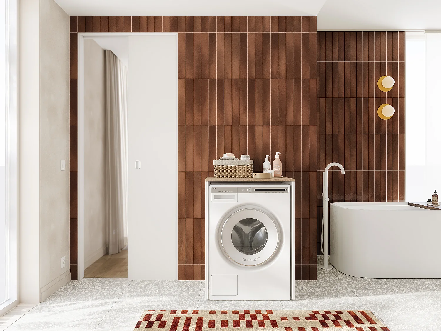 Schrank für Waschmaschine Bad Aufbewahrungsschrank 65 x 90 x 56 cm Waschmaschinenumbauschrank