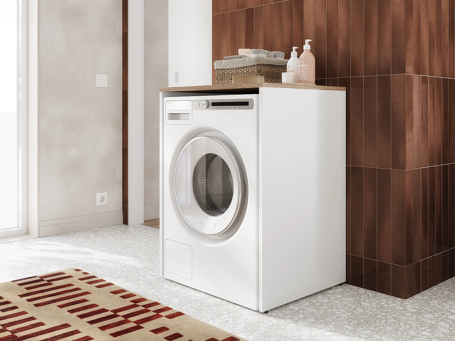 Schrank für Waschmaschine Bad Aufbewahrungsschrank 65 x 90 x 56 cm Waschmaschinenumbauschrank